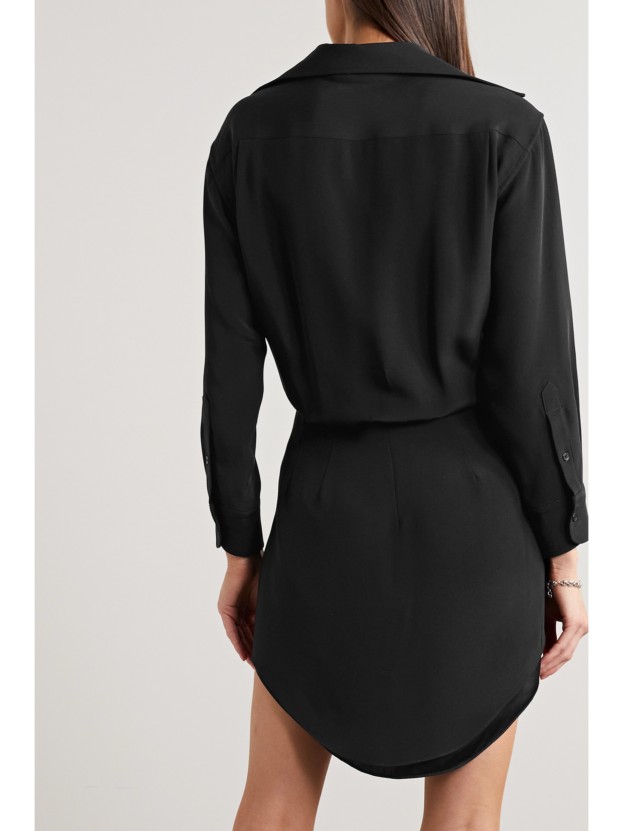 Shop Brandon Maxwell The Vera Silk-crepe Mini Shirt Dress In Black