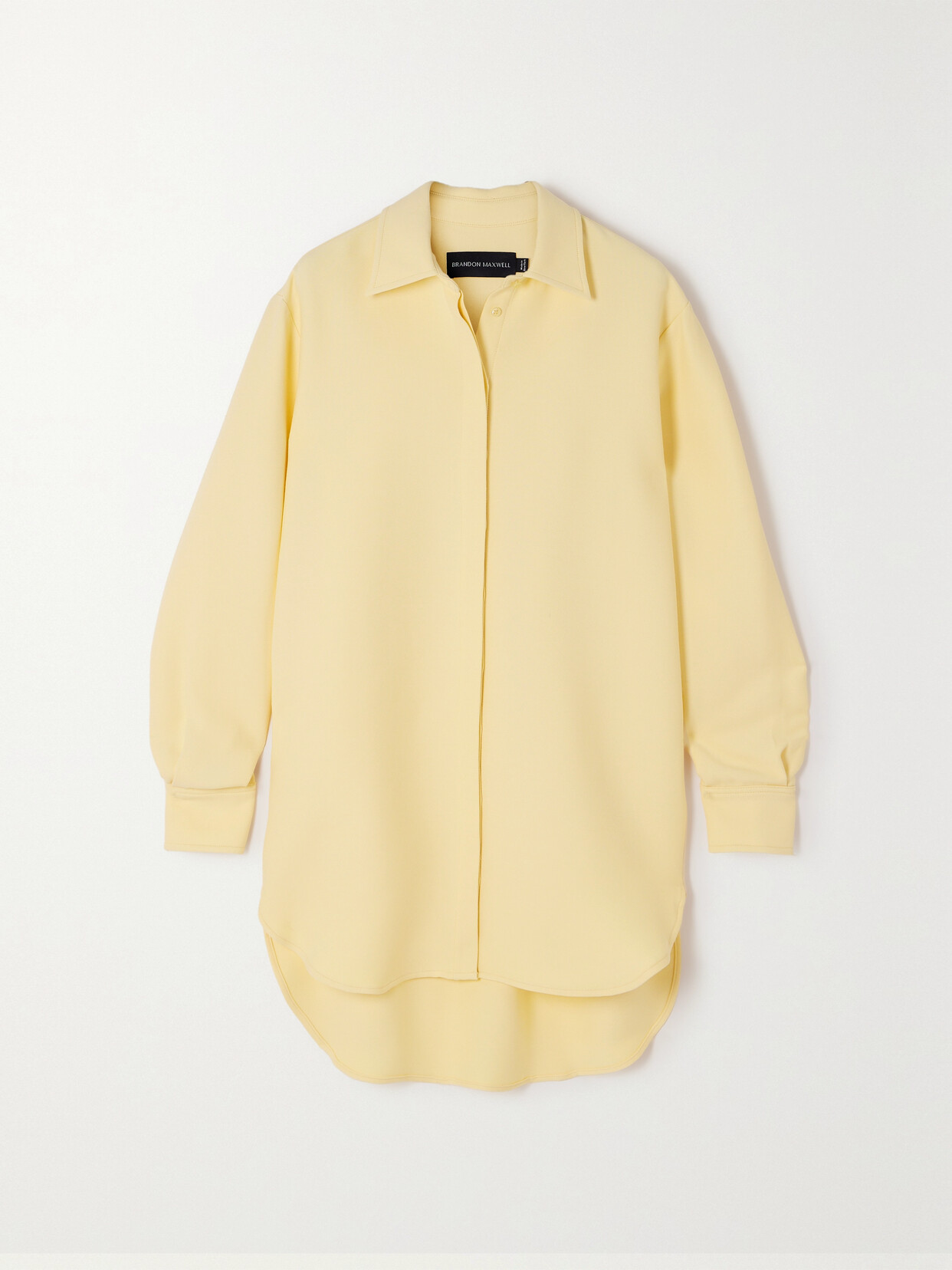 Brandon Maxwell The Phillippa Wool And Silk-blend Crepe Mini Shirt Dress - Yellow