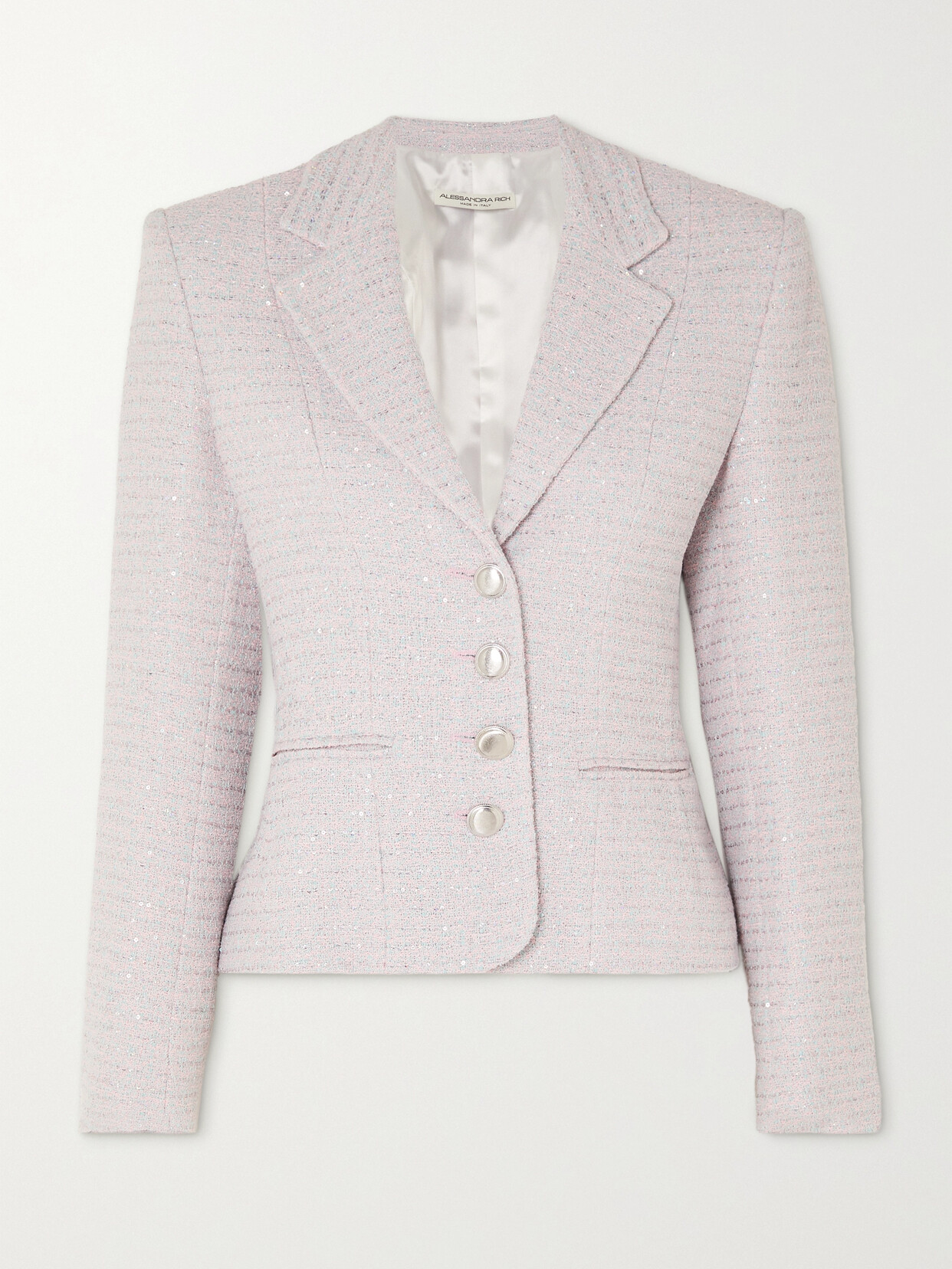 Alessandra Rich - Sequined Cotton-blend Bouclé-tweed Blazer - Blue