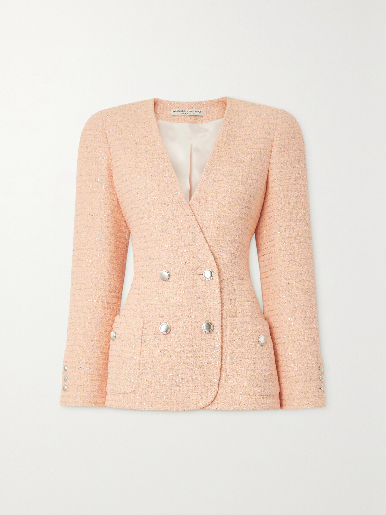 Alessandra Rich Sequinned Tweed Blazer In Yellow