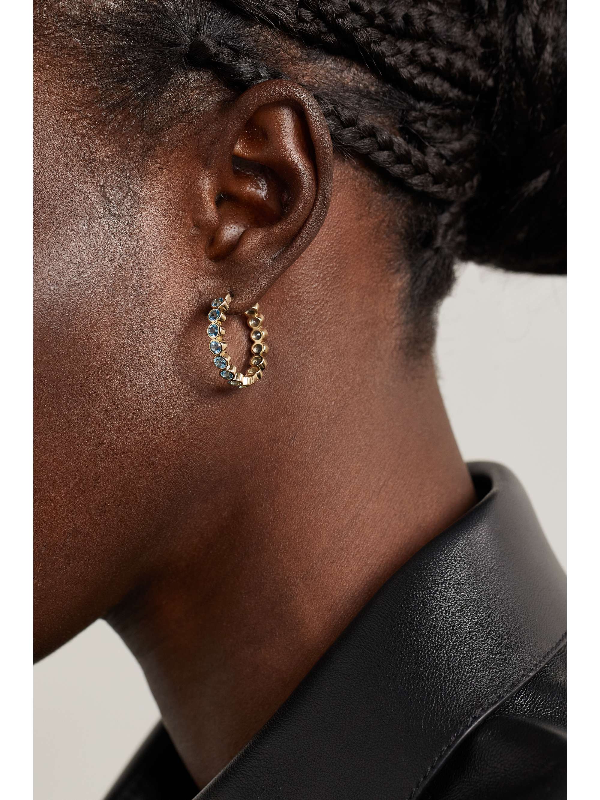 42 SUNS 14-karat gold laboratory-grown topaz single hoop earring