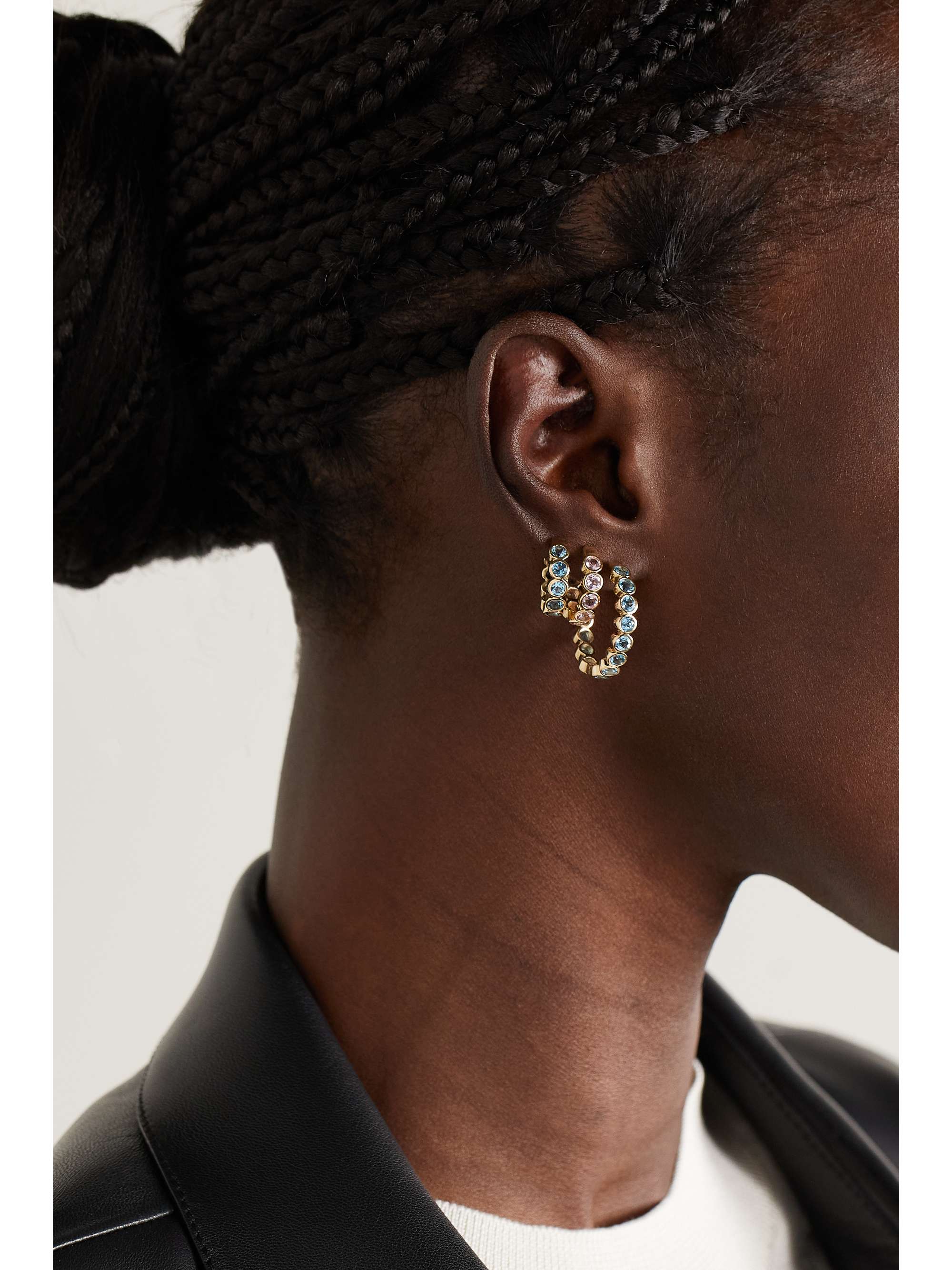 42 SUNS 14-karat gold laboratory-grown topaz single hoop earring