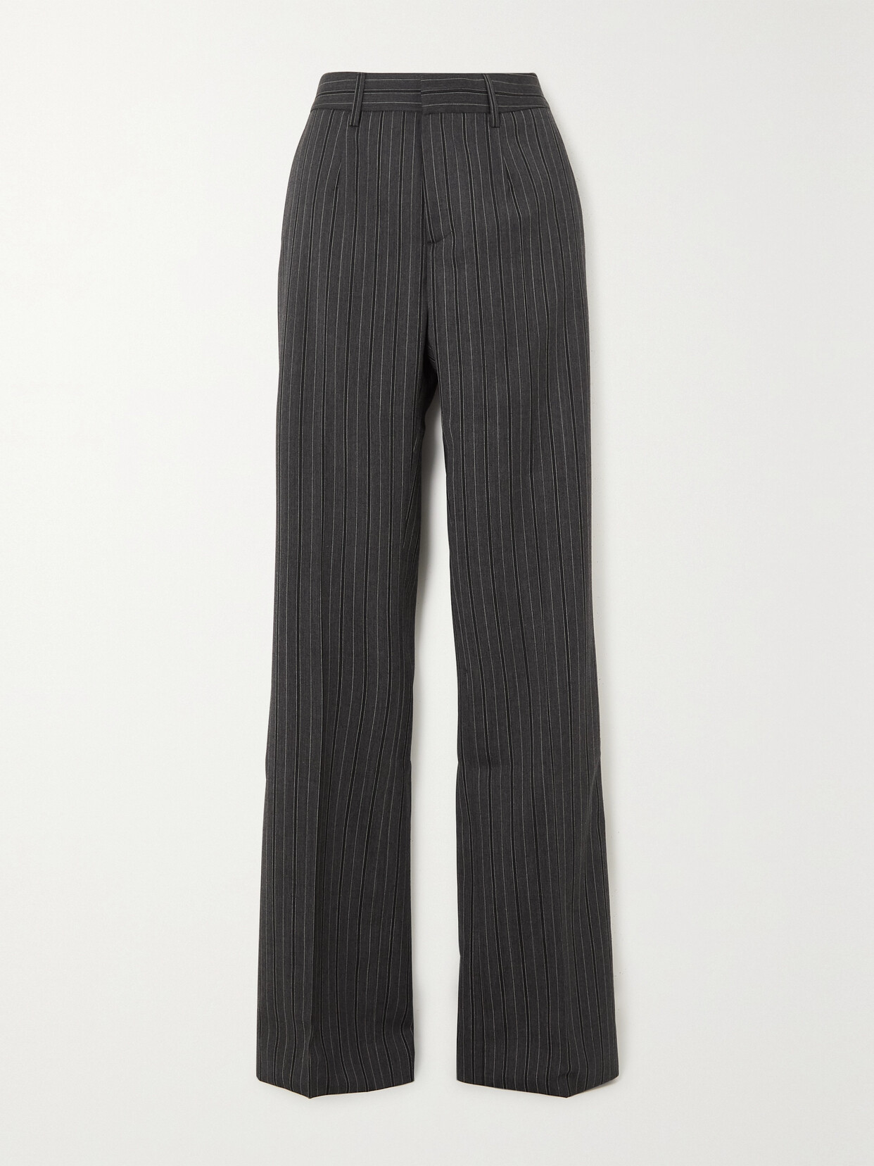 Alessandra Rich - Striped Wool-blend Straight-leg Pants - Gray