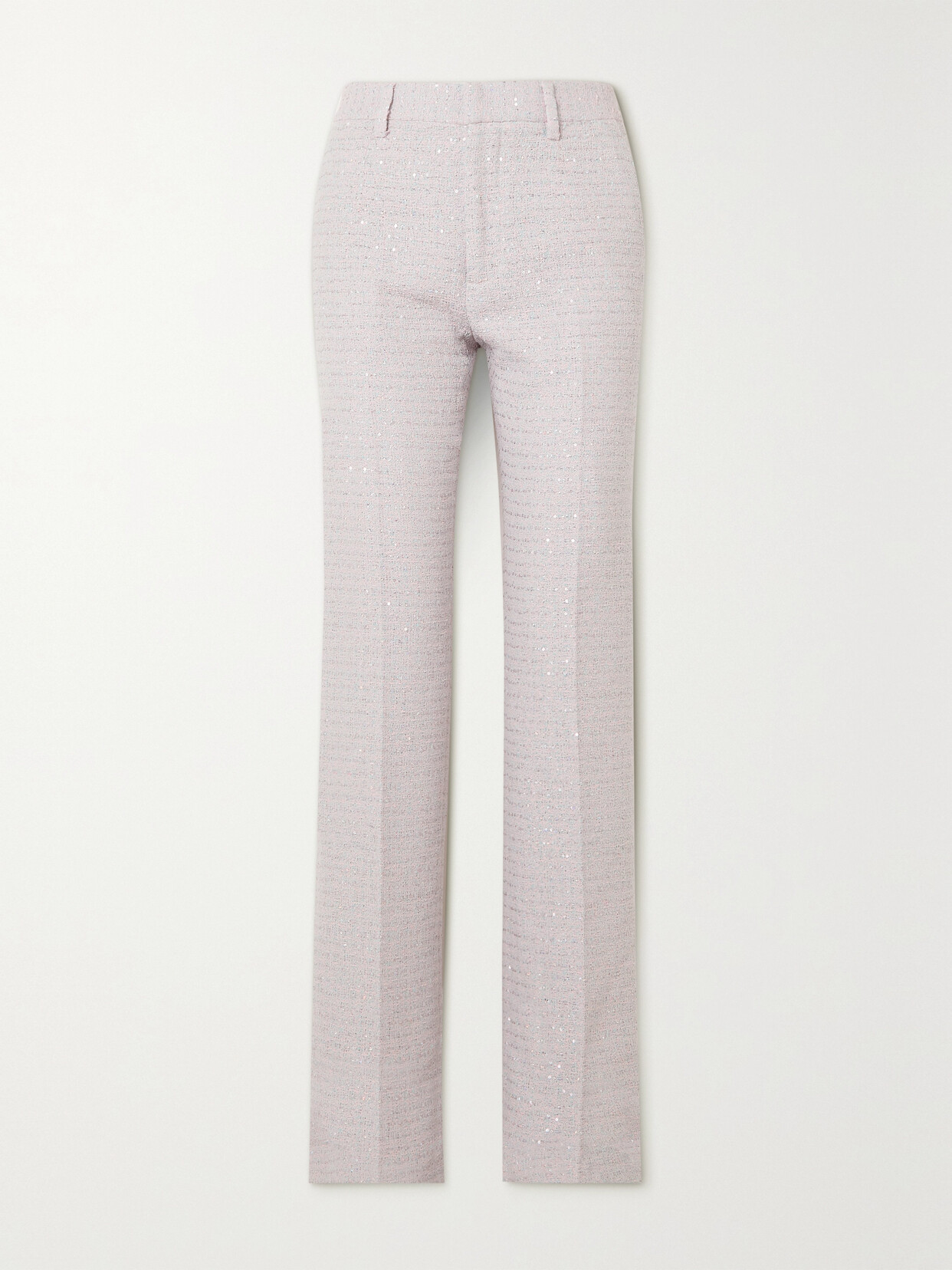 Alessandra Rich - Sequined Wool-blend Bouclé-tweed Straight-leg Pants - Blue