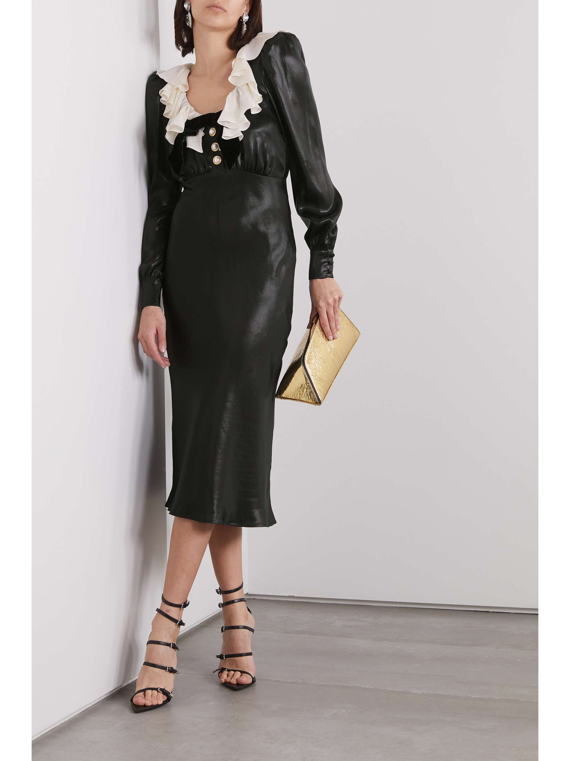 ALESSANDRA RICH Embellished satin midi dress | NET-A-PORTER