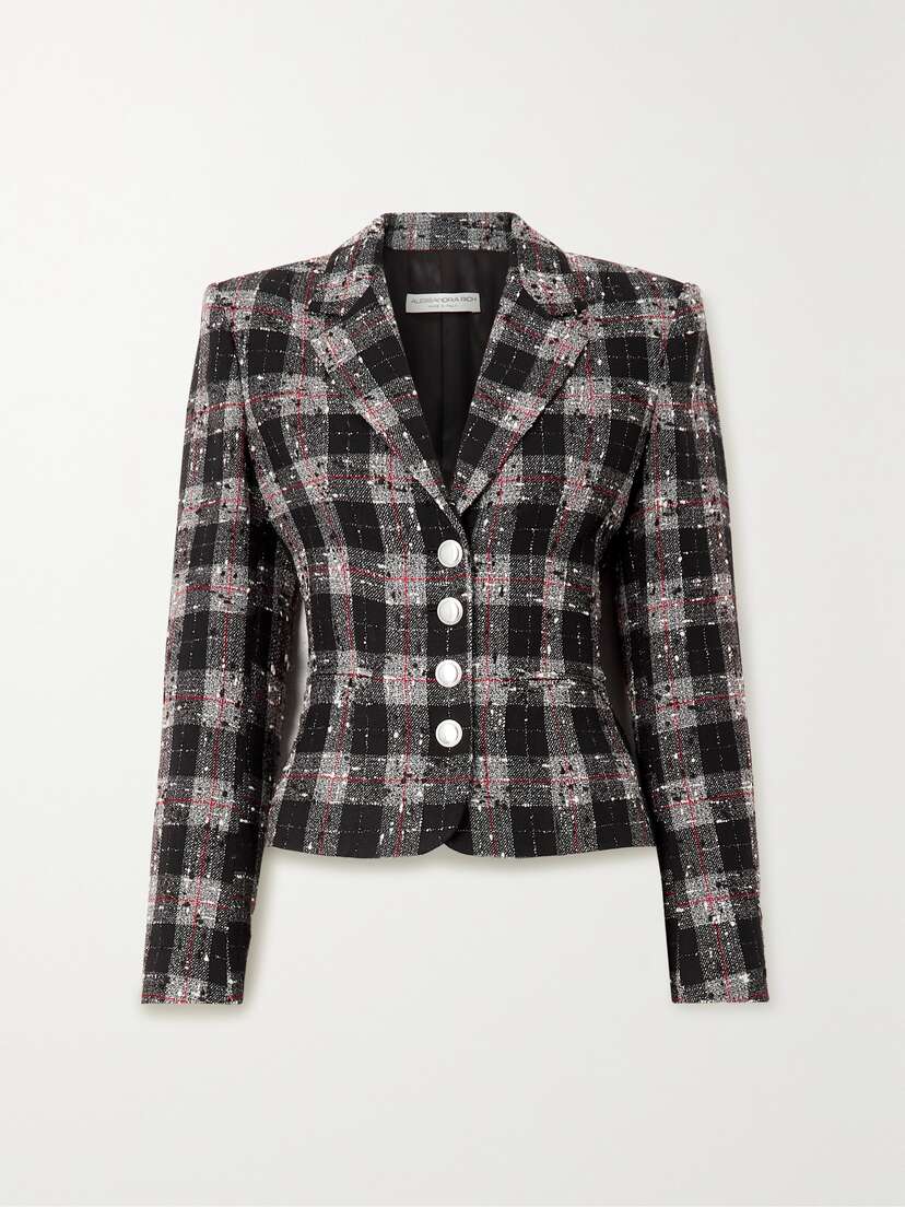 Alessandra Rich Checked Wool-blend Bouclé Blazer