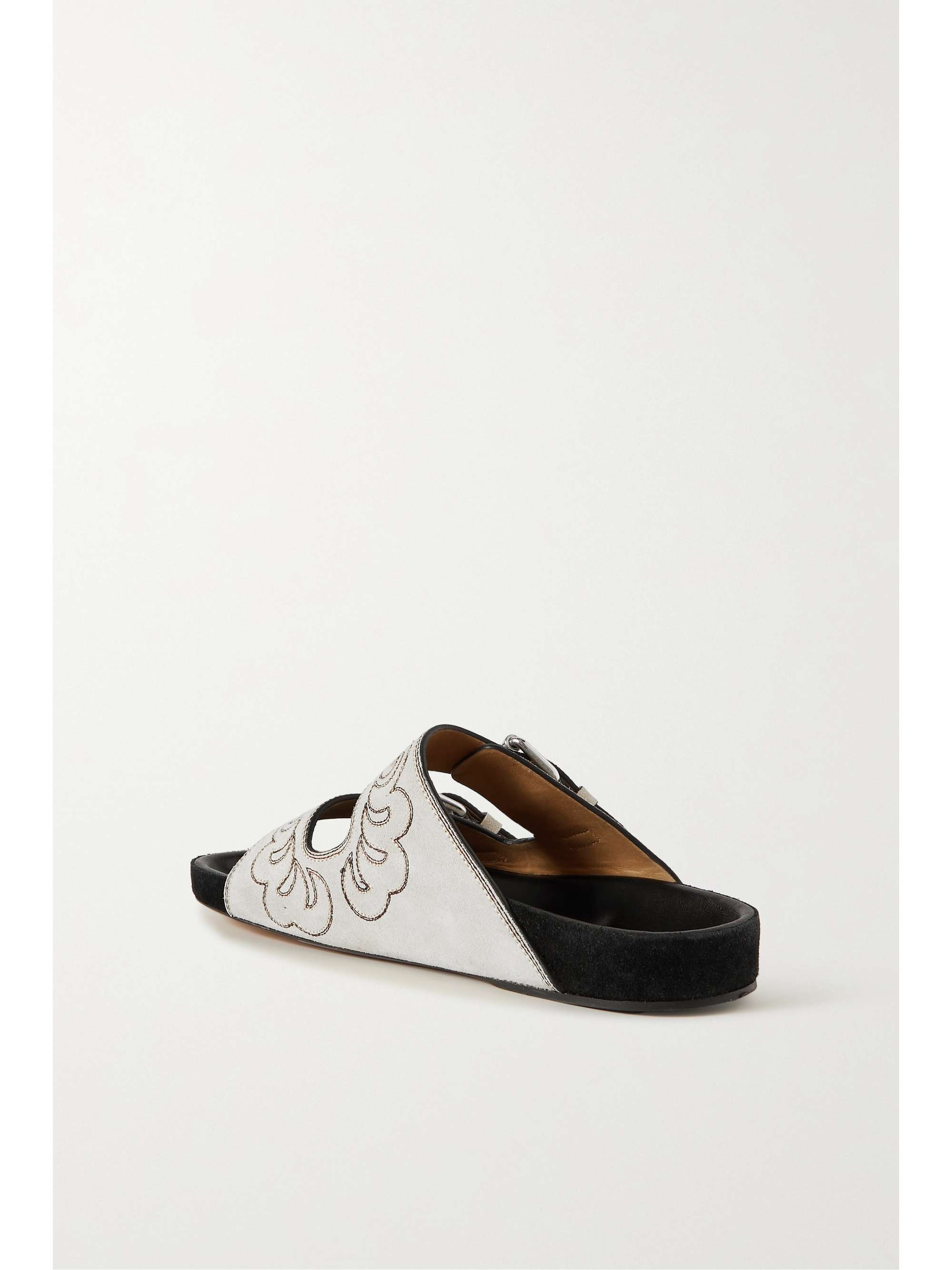 ISABEL MARANT Lennyo buckled embroidered suede slides