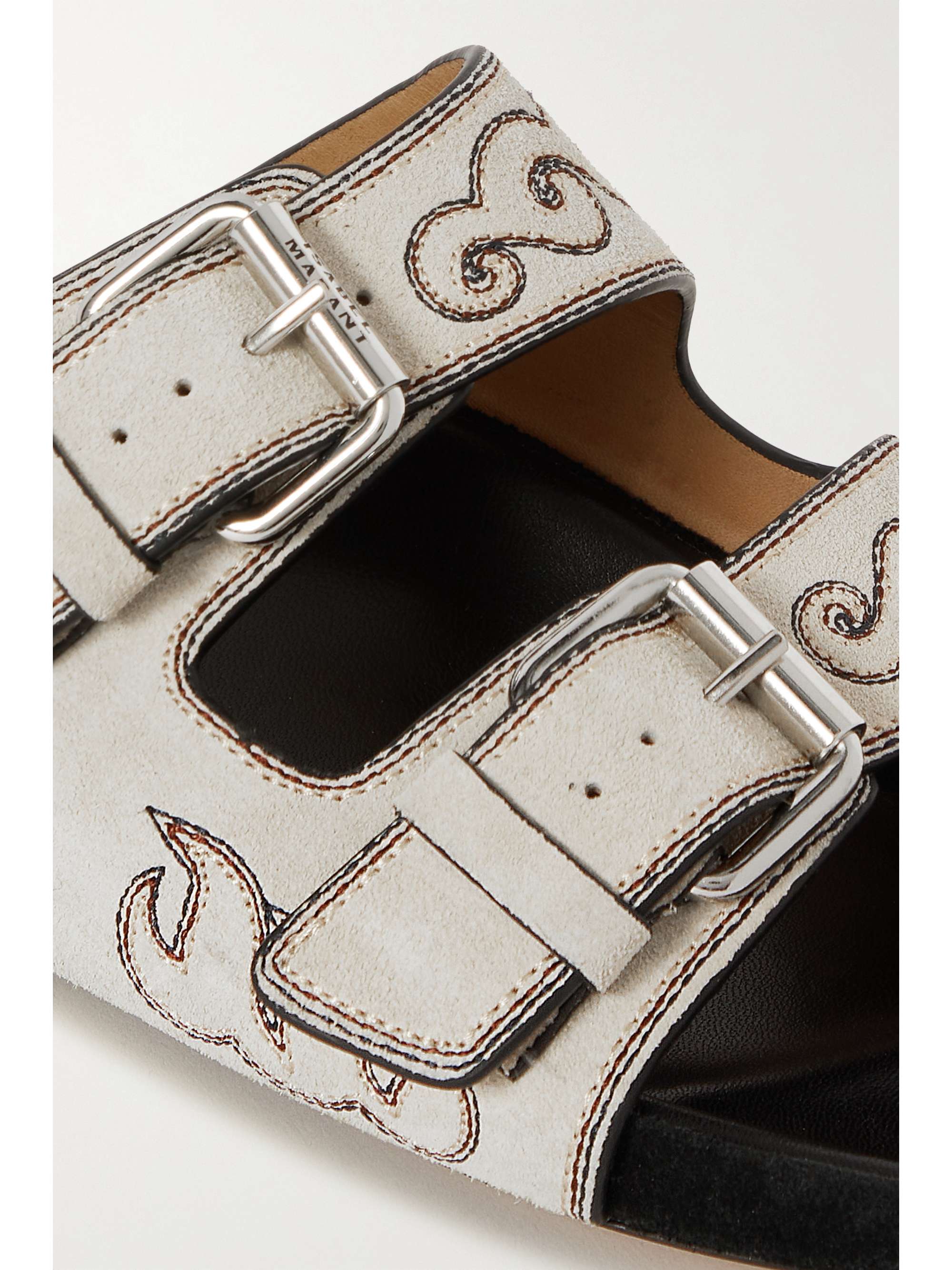 ISABEL MARANT Lennyo buckled embroidered suede slides