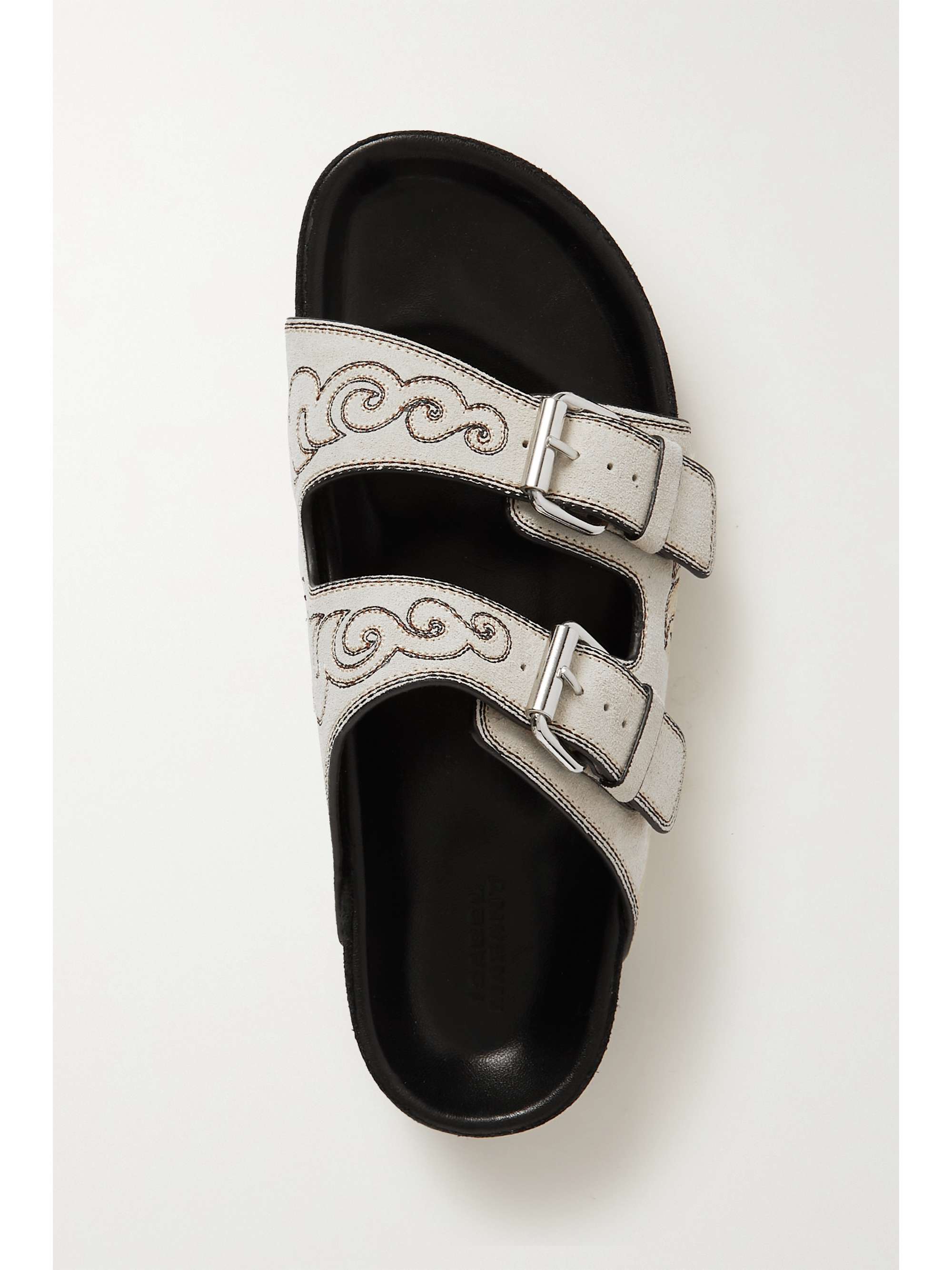 ISABEL MARANT Lennyo buckled embroidered suede slides