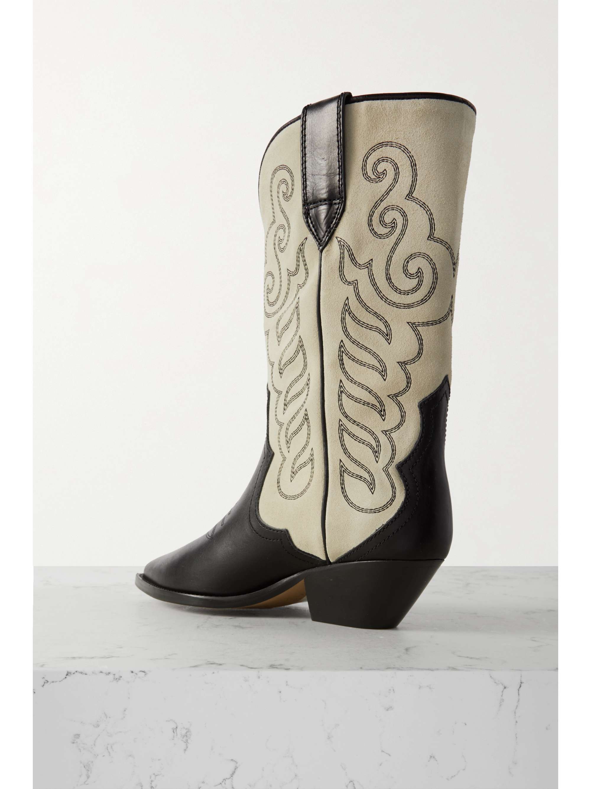 ISABEL MARANT Duerto embroidered leather-trimmed suede cowboy boots ...