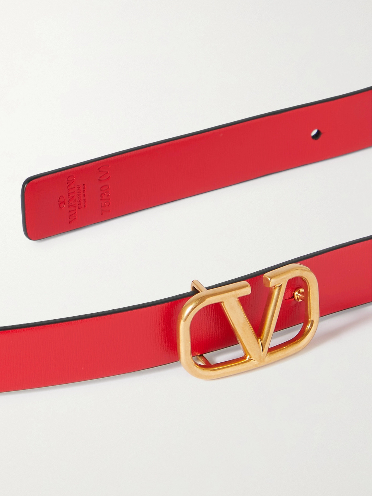 Valentino Garavani Vlogo Signature Reversible Shiny Calfskin Belt - 20mm / 1.2 In. Woman Black/deep In Black