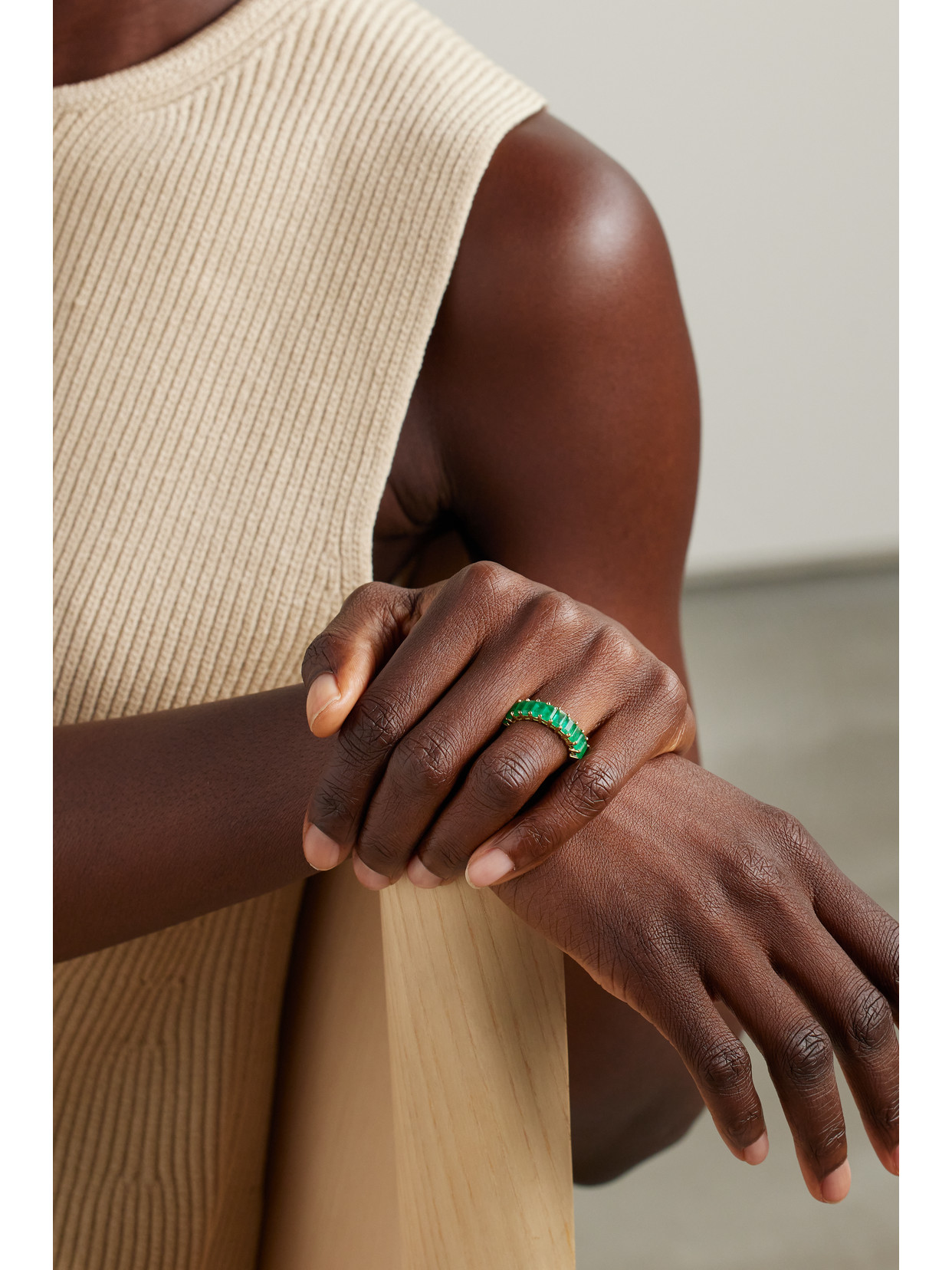 Shop Kolours Jewelry 14-karat Gold Emerald Ring In Green