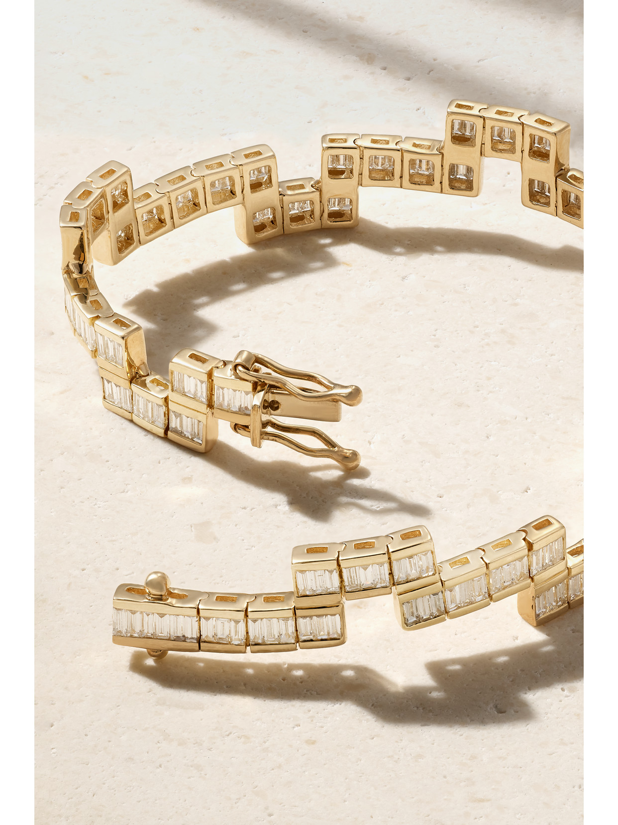Shop Kolours Jewelry Tetris 14-karat Gold Diamond Tennis Bracelet In White