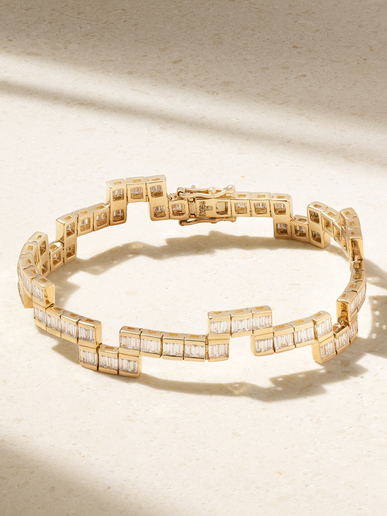 Kolours Jewelry Tetris 14-karat Gold Diamond Tennis Bracelet In White