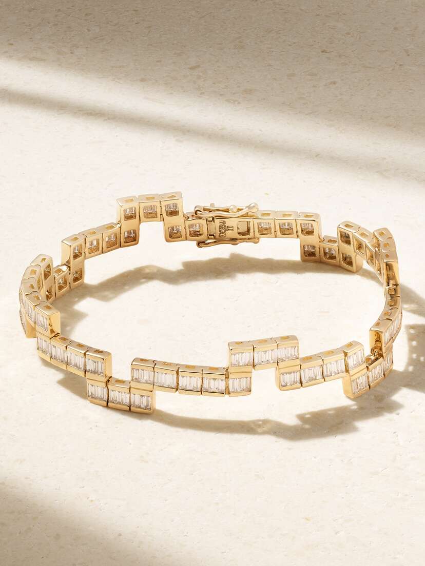 KOLOURS JEWELRY Tetris 14-karat Gold Diamond Tennis Bracelet