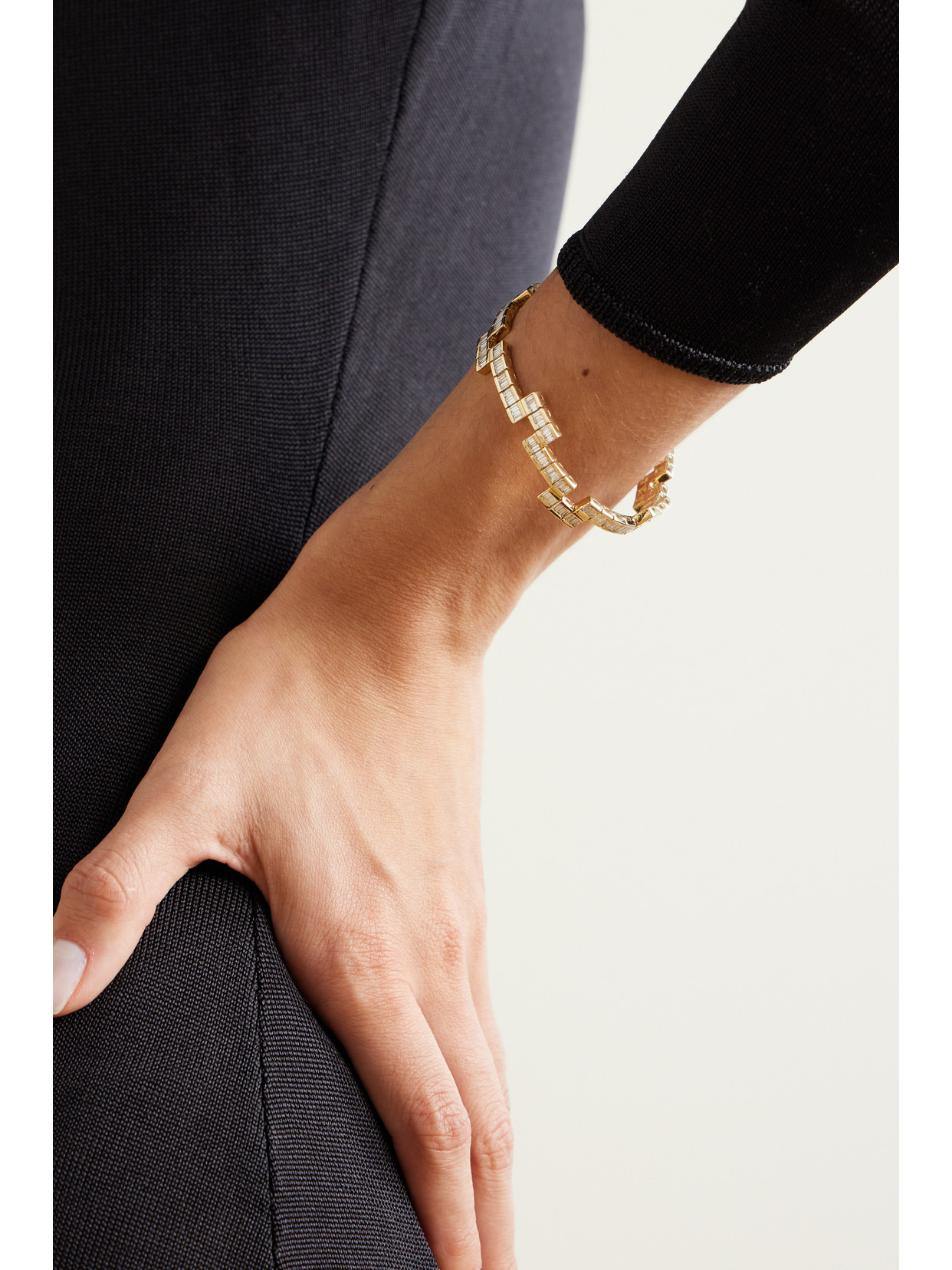 Shop Kolours Jewelry Tetris 14-karat Gold Diamond Tennis Bracelet In White