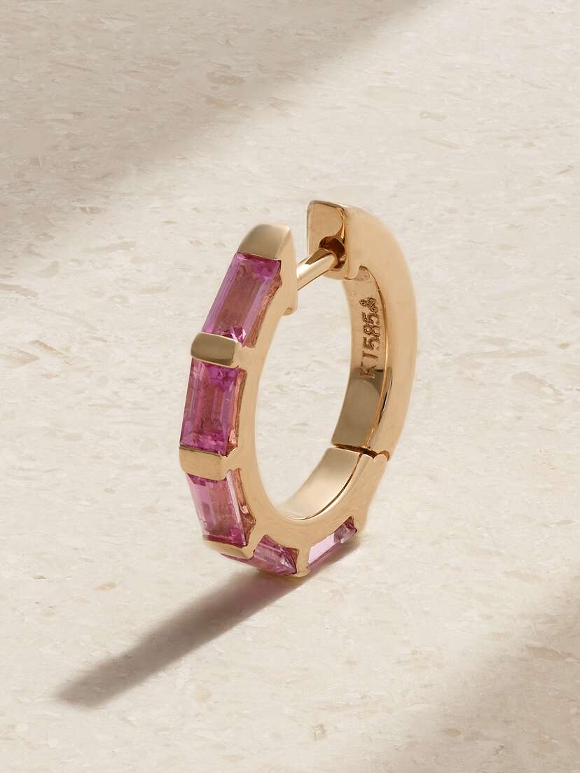 KOLOURS JEWELRY 14-karat Gold Sapphire Single Hoop Earring