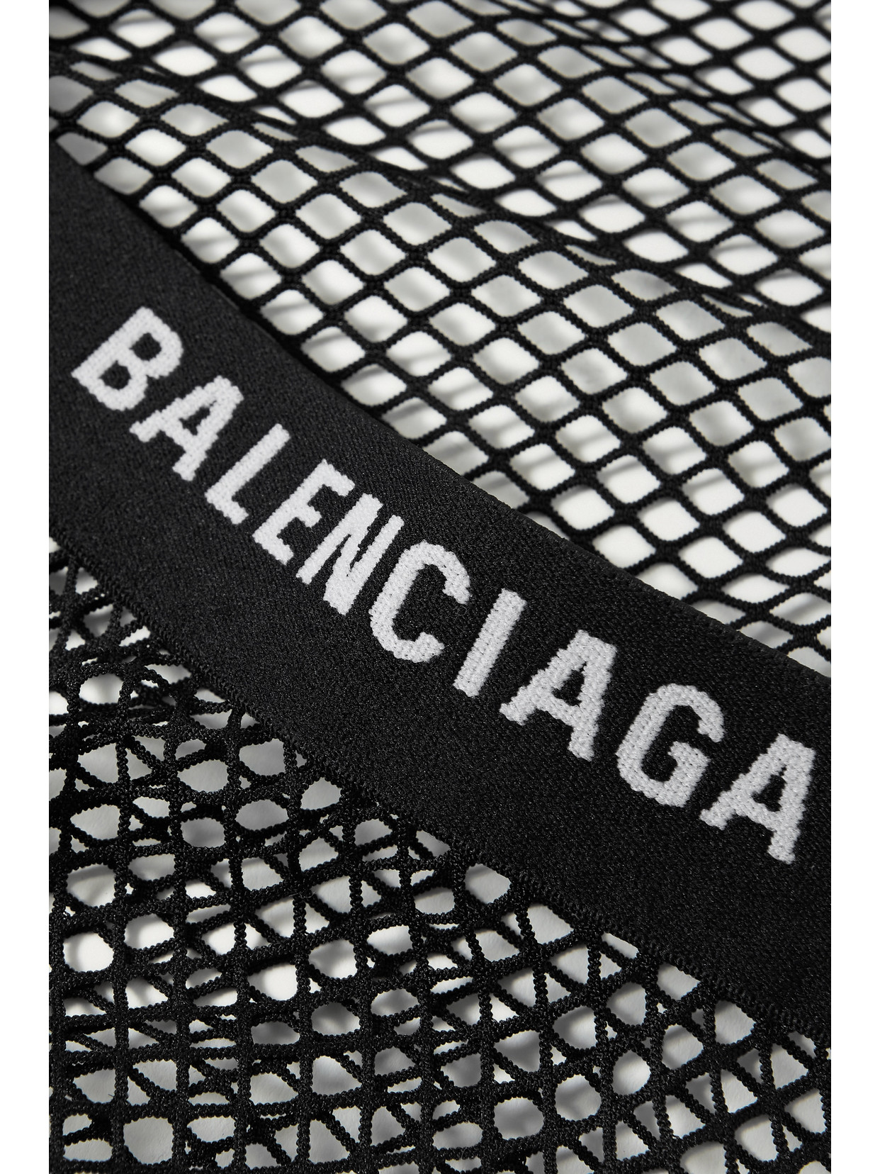 Shop Balenciaga Stretch-mesh Tights In Black