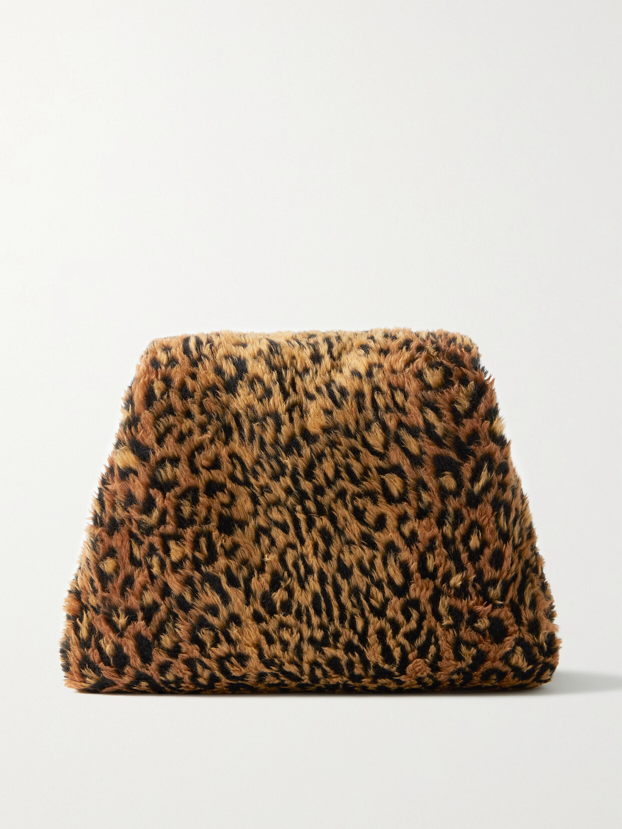 Balenciaga Leather-trimmed Leopard-print Faux Fur Clutch In Brown