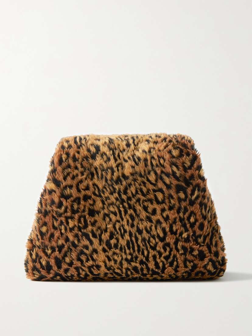 Balenciaga Leather-trimmed Leopard-print Faux Fur Clutch