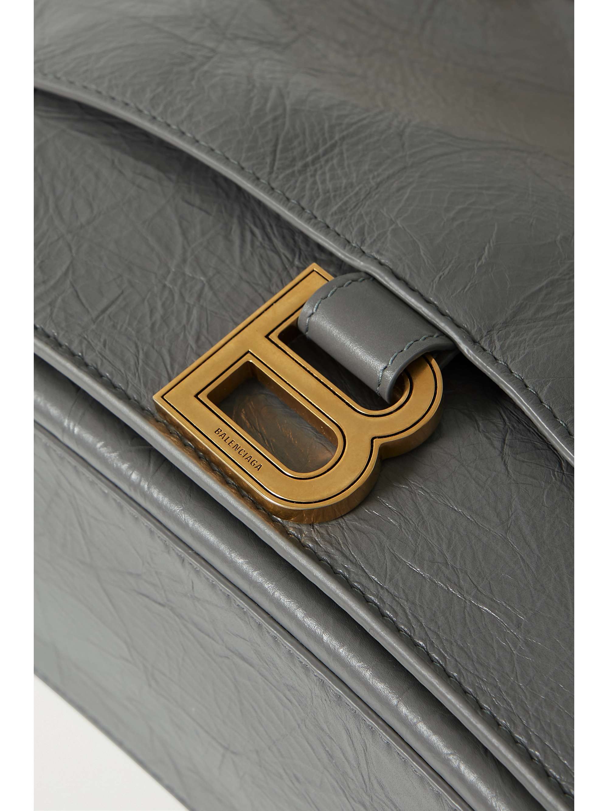 BALENCIAGA Hourglass crinkled-leather shoulder bag