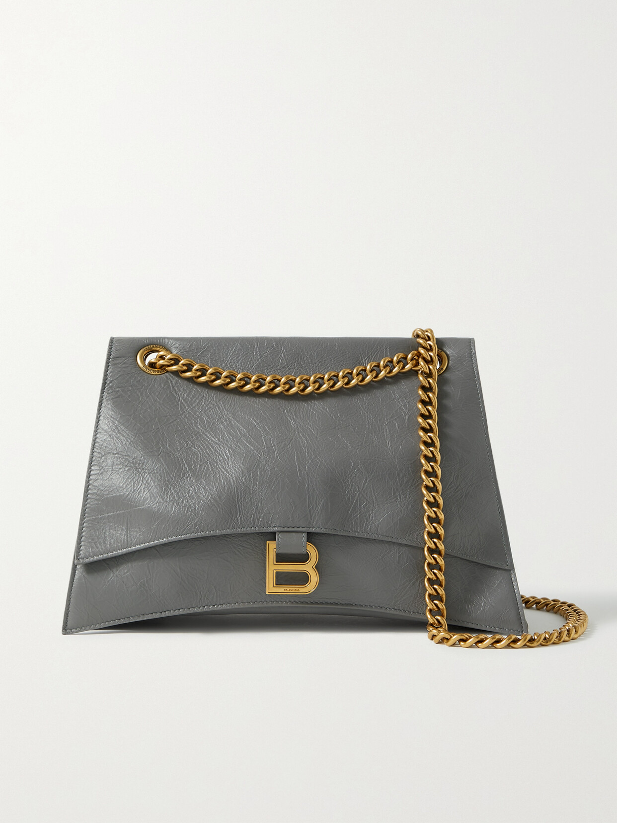 Balenciaga - Hourglass Crinkled-leather Shoulder Bag - Gray