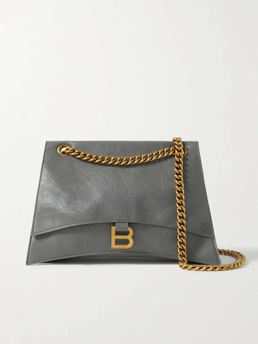 Balenciaga Hourglass Crinkled-leather Shoulder Bag