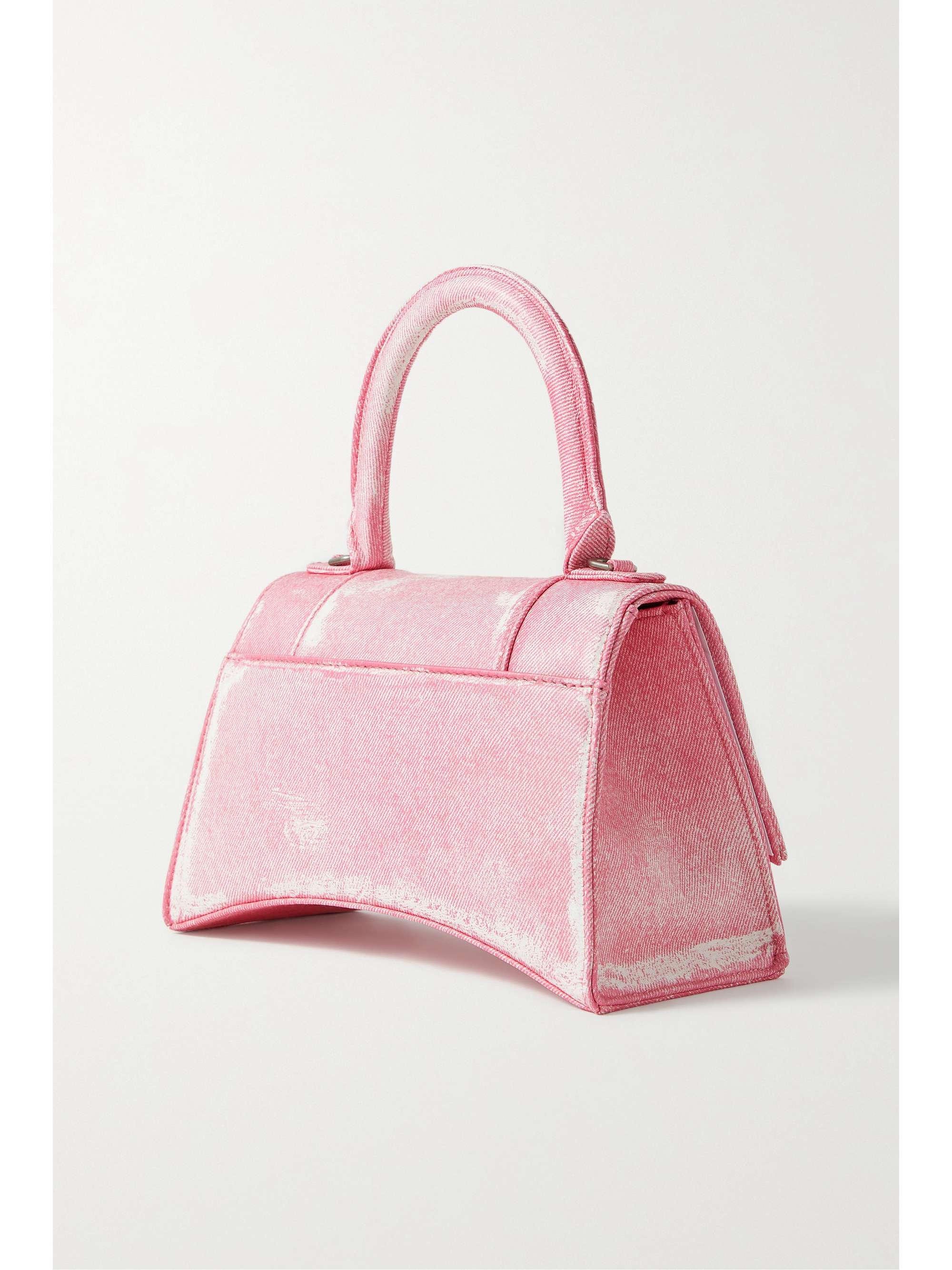 BALENCIAGA Hourglass small denim-effect printed leather tote