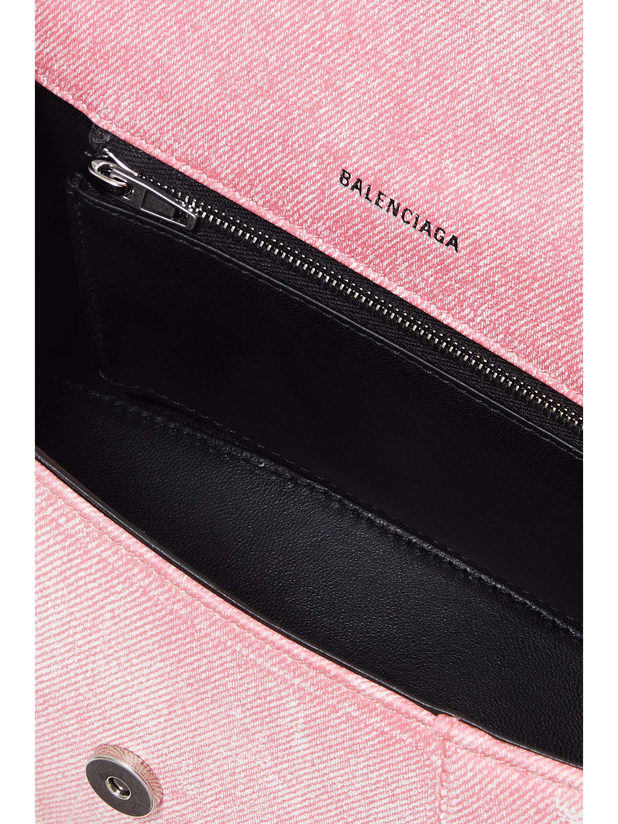 BALENCIAGA Hourglass small denim-effect printed leather tote