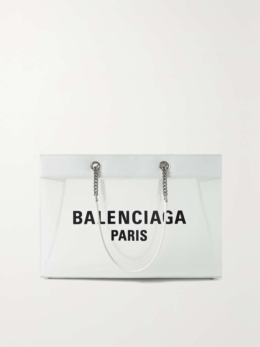 Balenciaga Duty Free Large Leather-trimmed Printed Mesh Tote