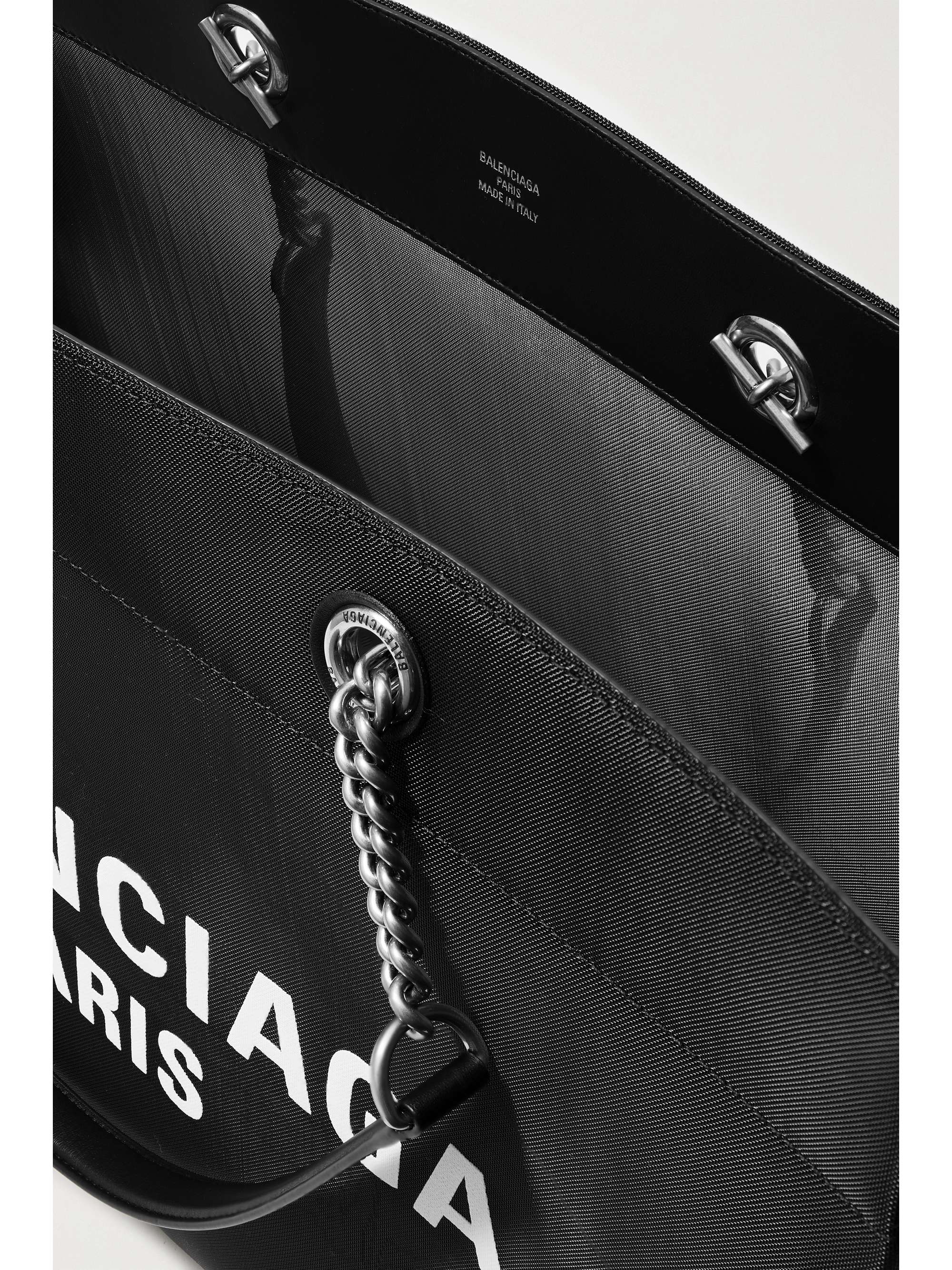 BALENCIAGA Duty Free large leathertrimmed printed mesh tote NETAPORTER