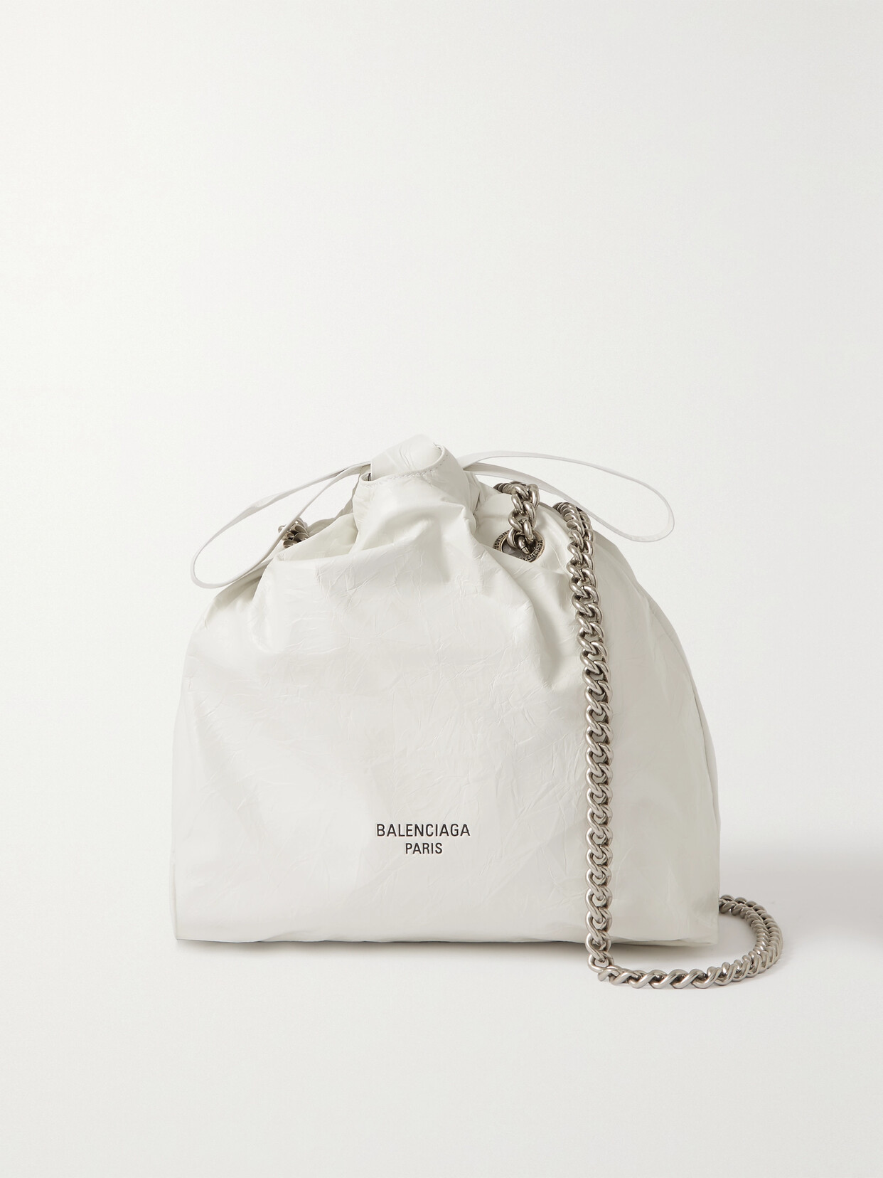 Balenciaga Crinkled-leather Shoulder Bag In White