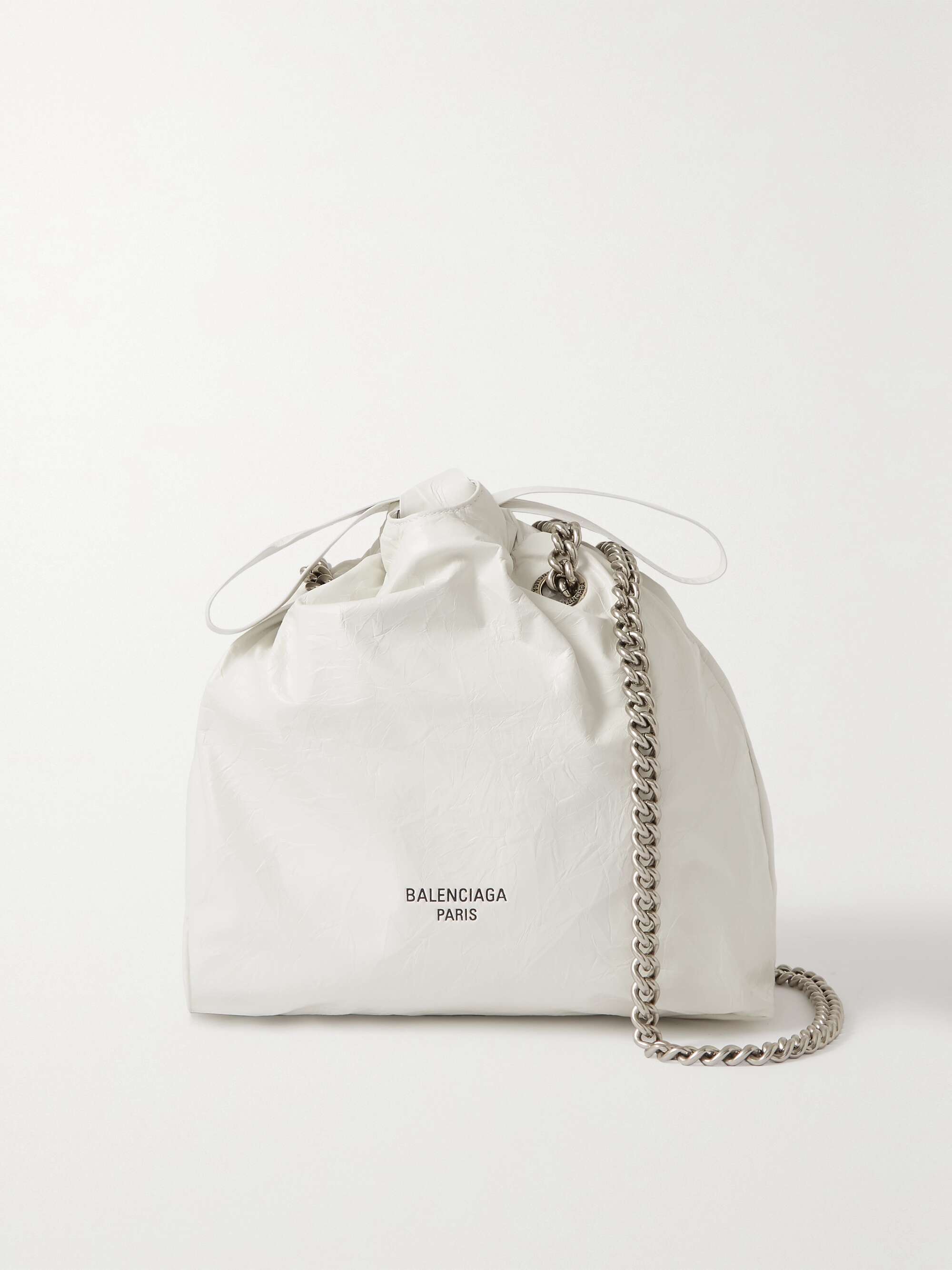 BALENCIAGA Crinkled leather shoulder bag NET A PORTER