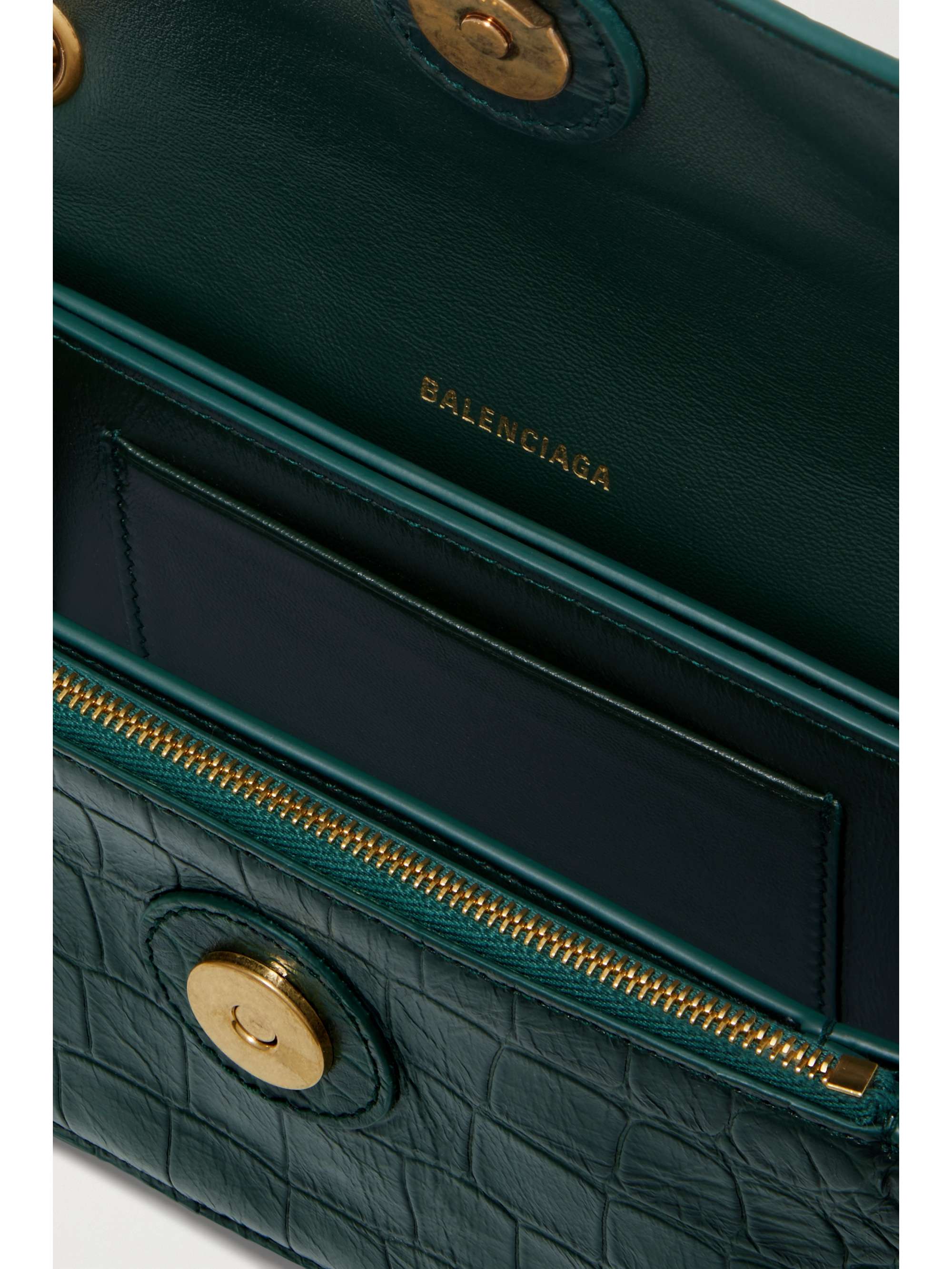 BALENCIAGA Crush small croc-effect leather shoulder bag