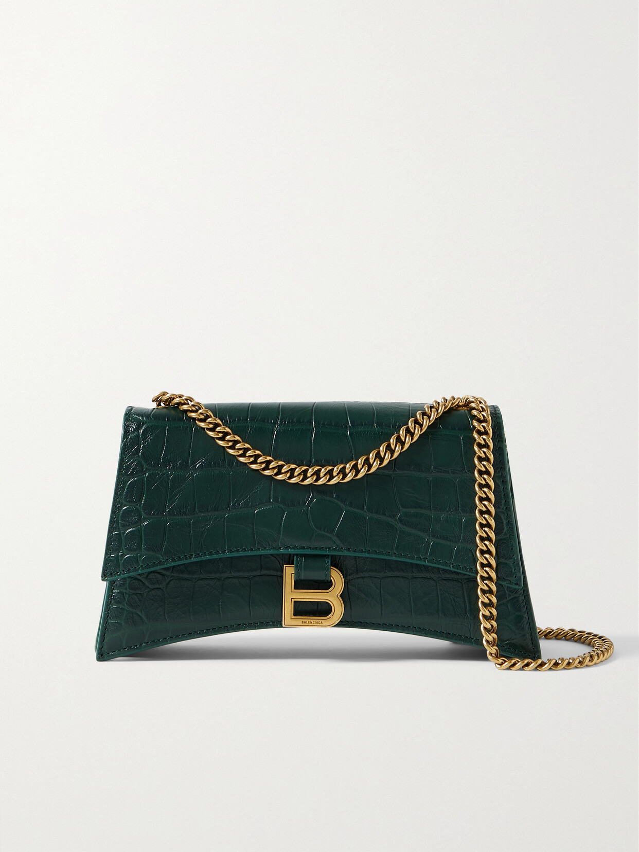 Balenciaga - Crush Small Croc-effect Leather Shoulder Bag - Green