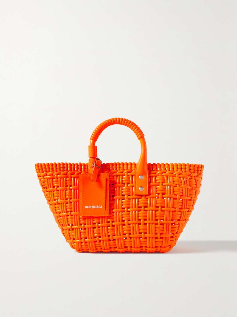 Balenciaga Bistro Woven Faux Patent-leather Tote