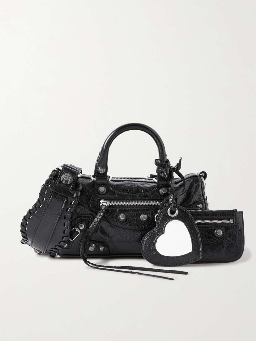 Balenciaga Arena Studded Crinkled-leather Tote