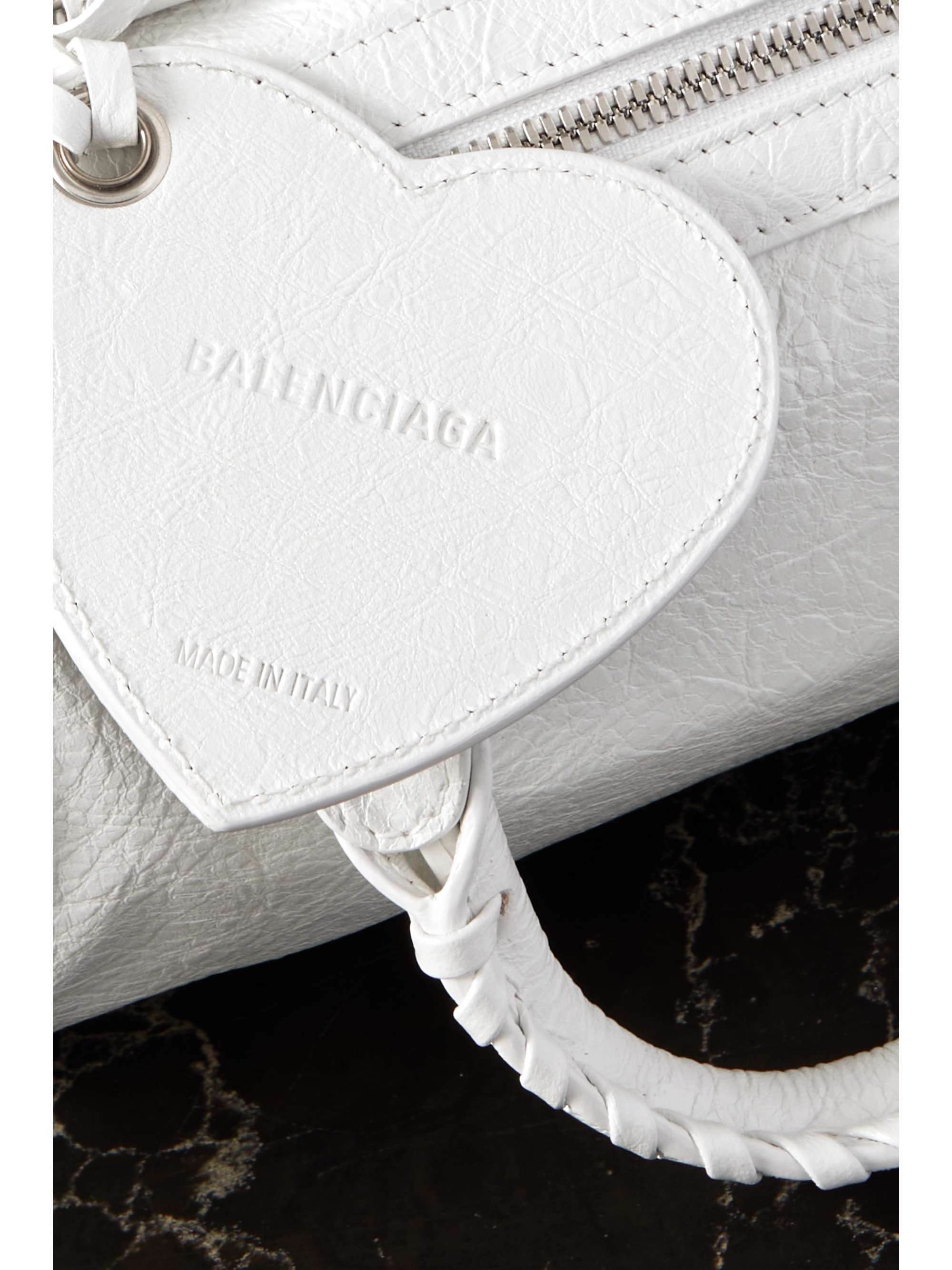 BALENCIAGA Arena studded cracked-leather tote