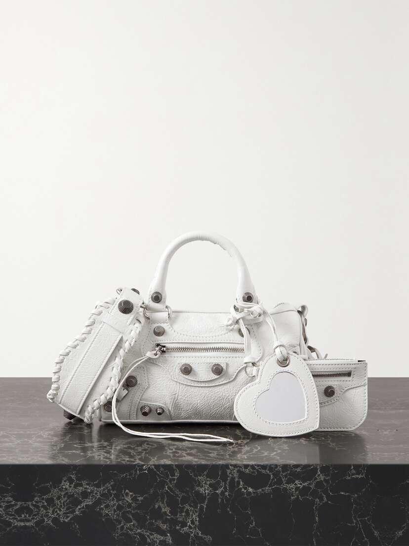Balenciaga Arena Studded Crinkled-leather Tote
