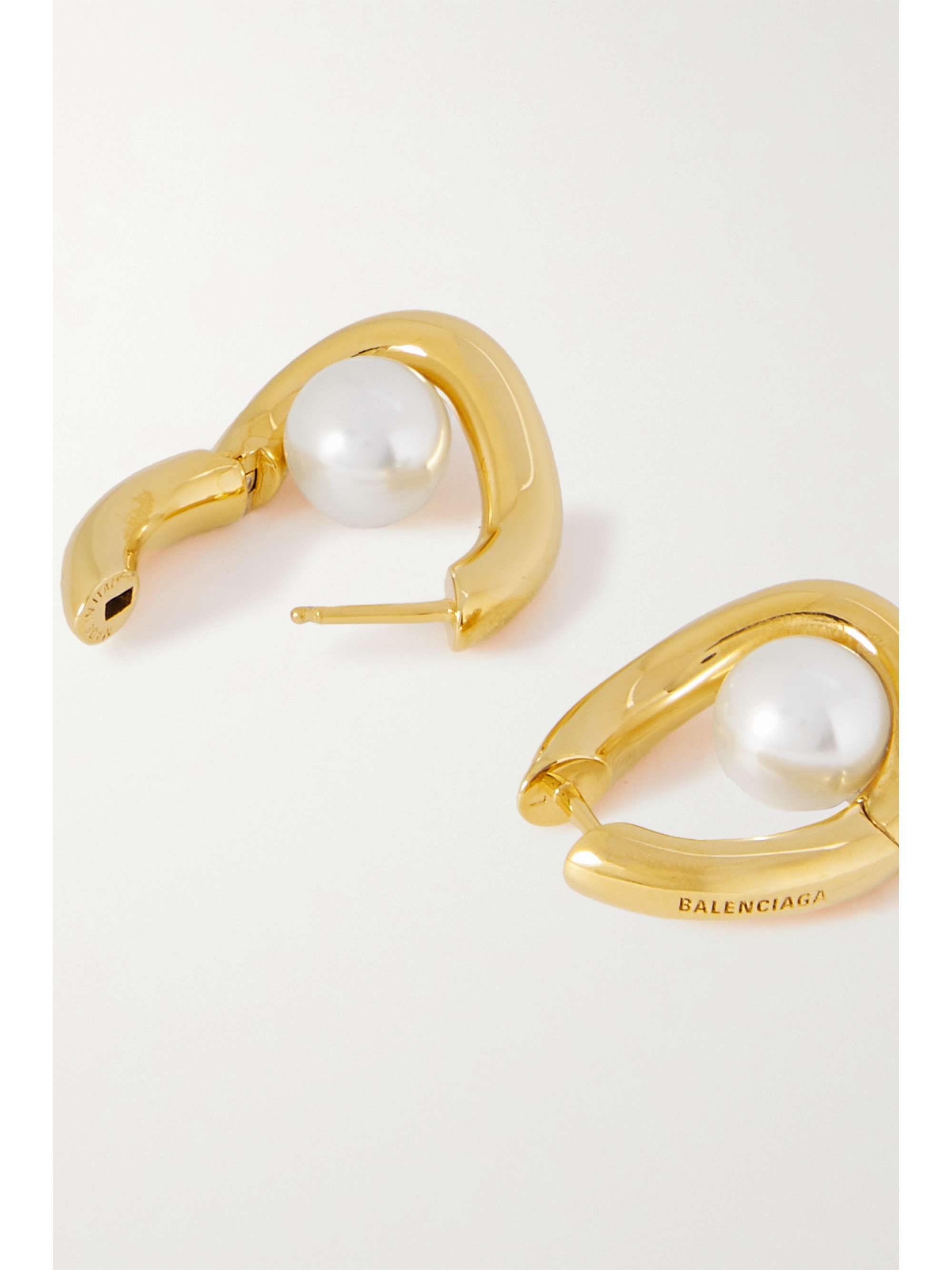 BALENCIAGA Loop goldtone faux pearl earrings NETAPORTER