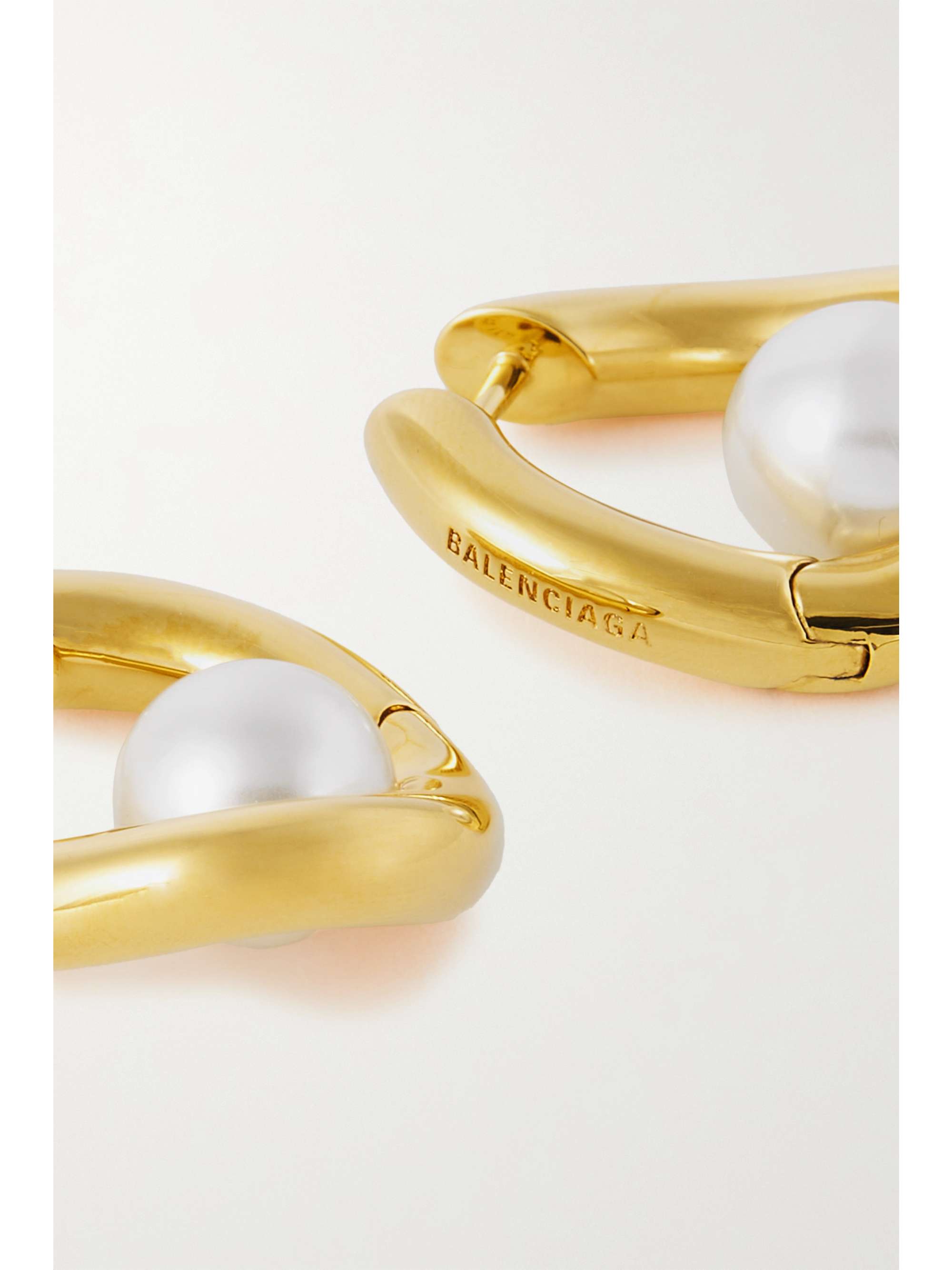 BALENCIAGA Loop goldtone faux pearl earrings NETAPORTER