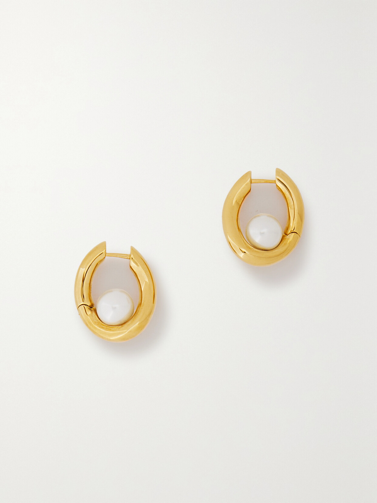 Balenciaga Loop Gold-tone Faux Pearl Earrings