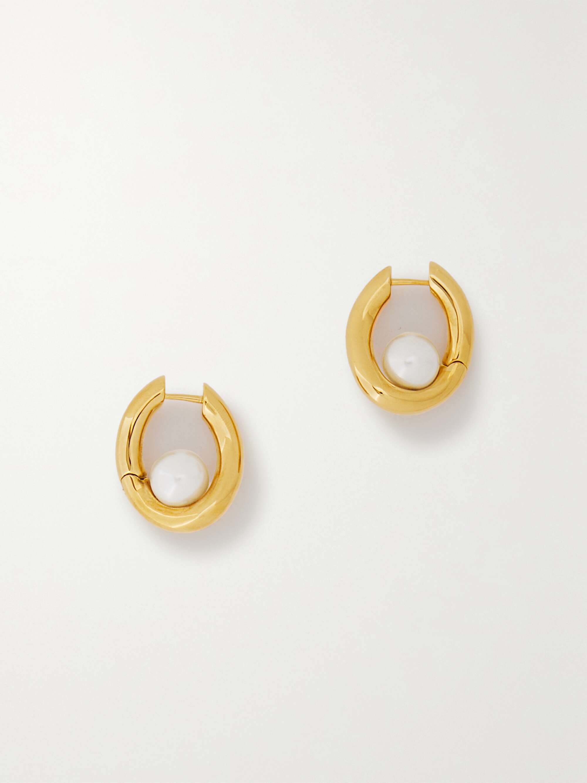 BALENCIAGA Loop goldtone faux pearl earrings NETAPORTER