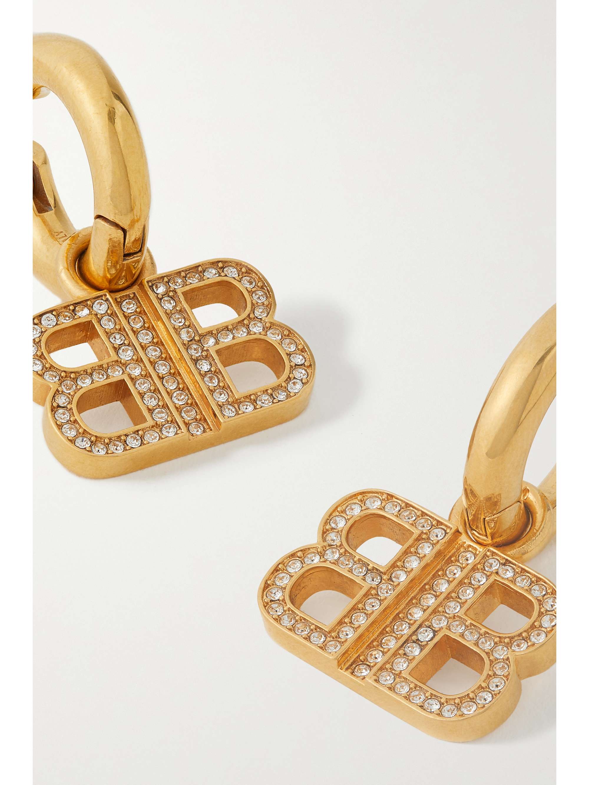 BALENCIAGA Goldtone crystal hoop earrings NETAPORTER