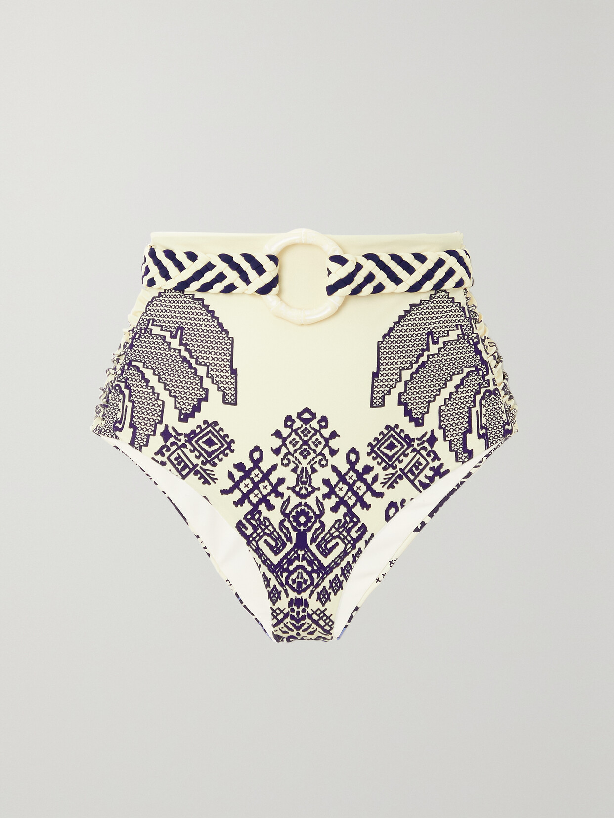 Johanna Ortiz - + Net Sustain Andean Belted Printed Bikini Briefs - Blue