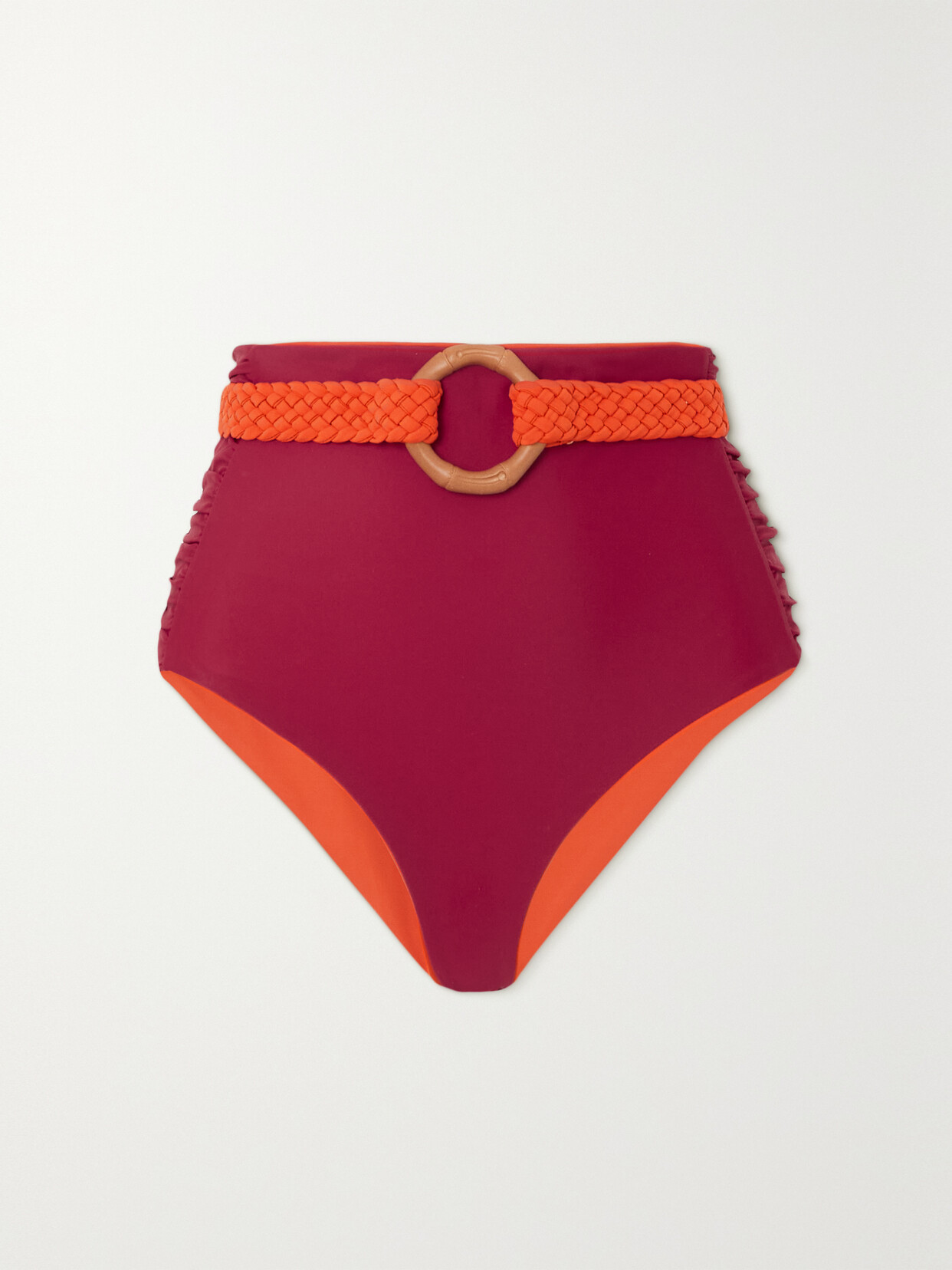 JOHANNA ORTIZ + NET SUSTAIN TANGELO CUMBI REVERSIBLE BELTED BIKINI BRIEFS