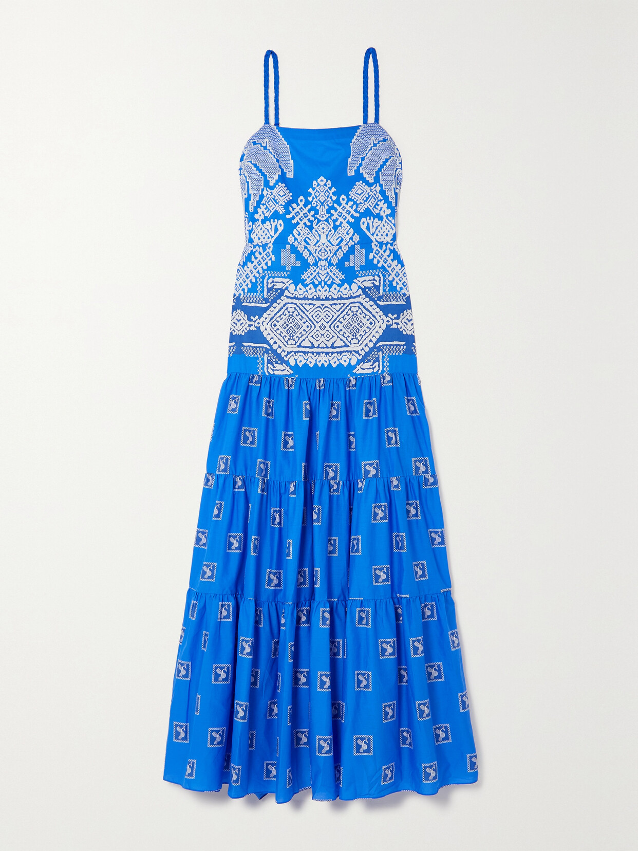 JOHANNA ORTIZ + NET SUSTAIN AMANCAY TIERED PRINTED COTTON-VOILE MAXI DRESS