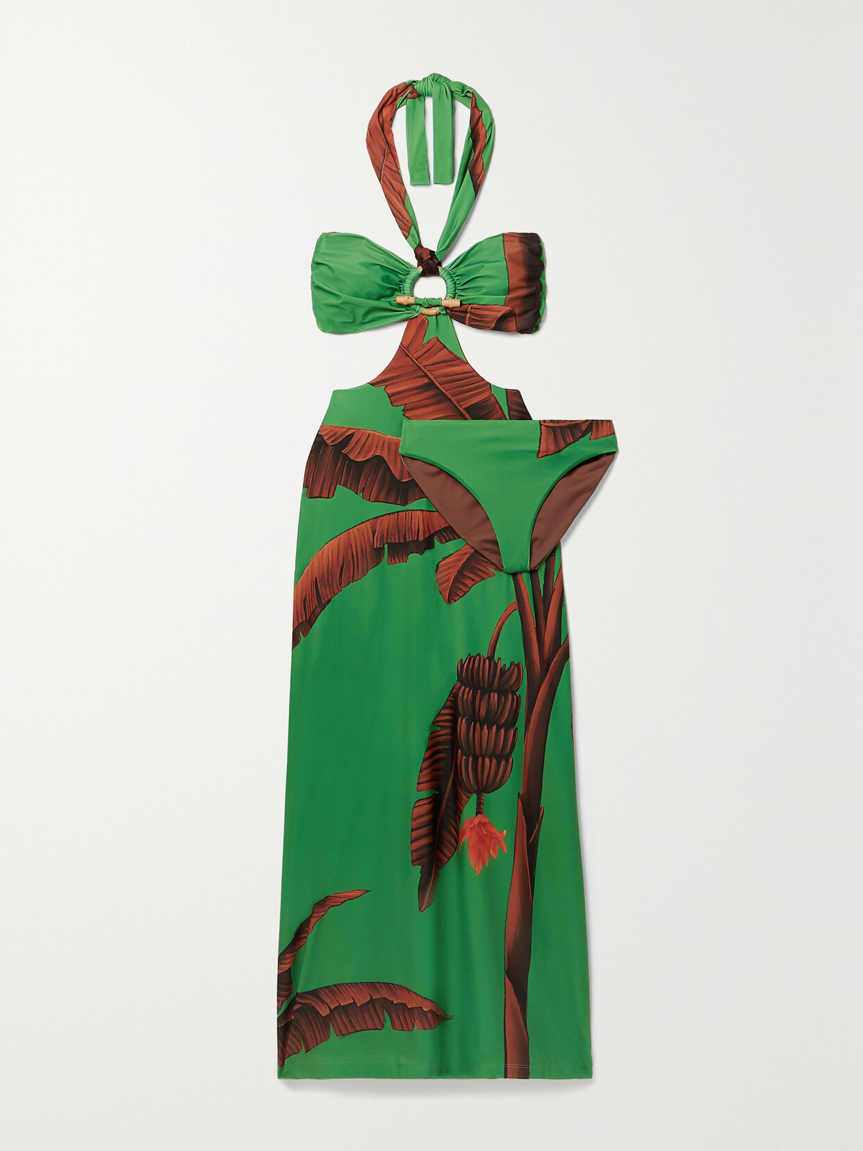 Johanna Ortiz - + Net Sustain Convertible Embellished Floral-print Halterneck Maxi Dress - Green