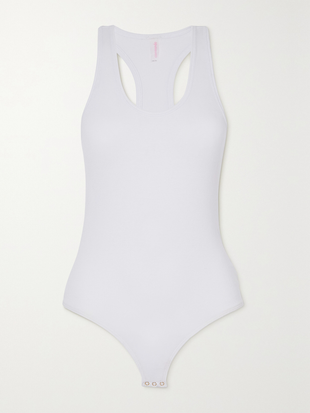 COMMANDO LUXURY RIBBED STRETCH COTTON AND MODAL-BLEND BODYSUIT