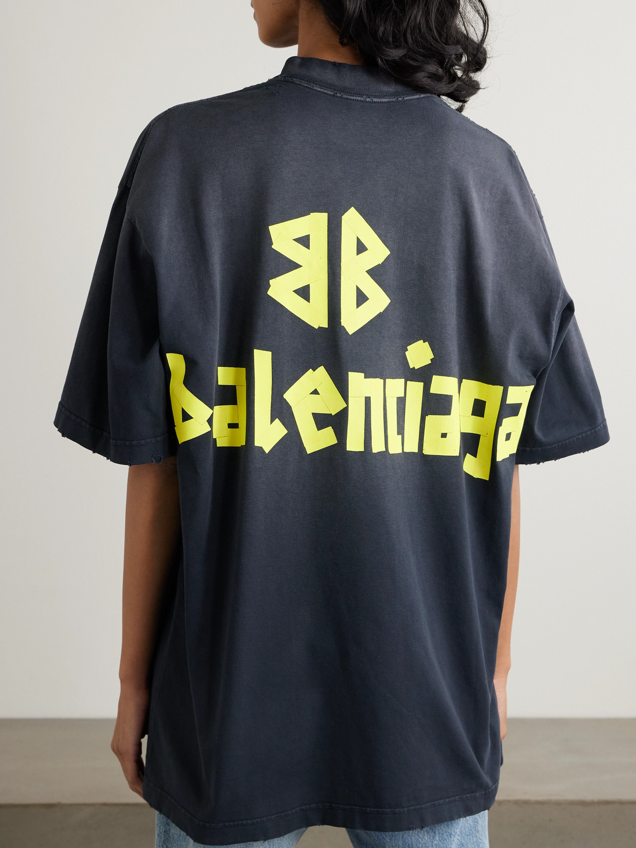 Balenciaga Oversized Distressed Printed Cotton-jersey T-shirt In